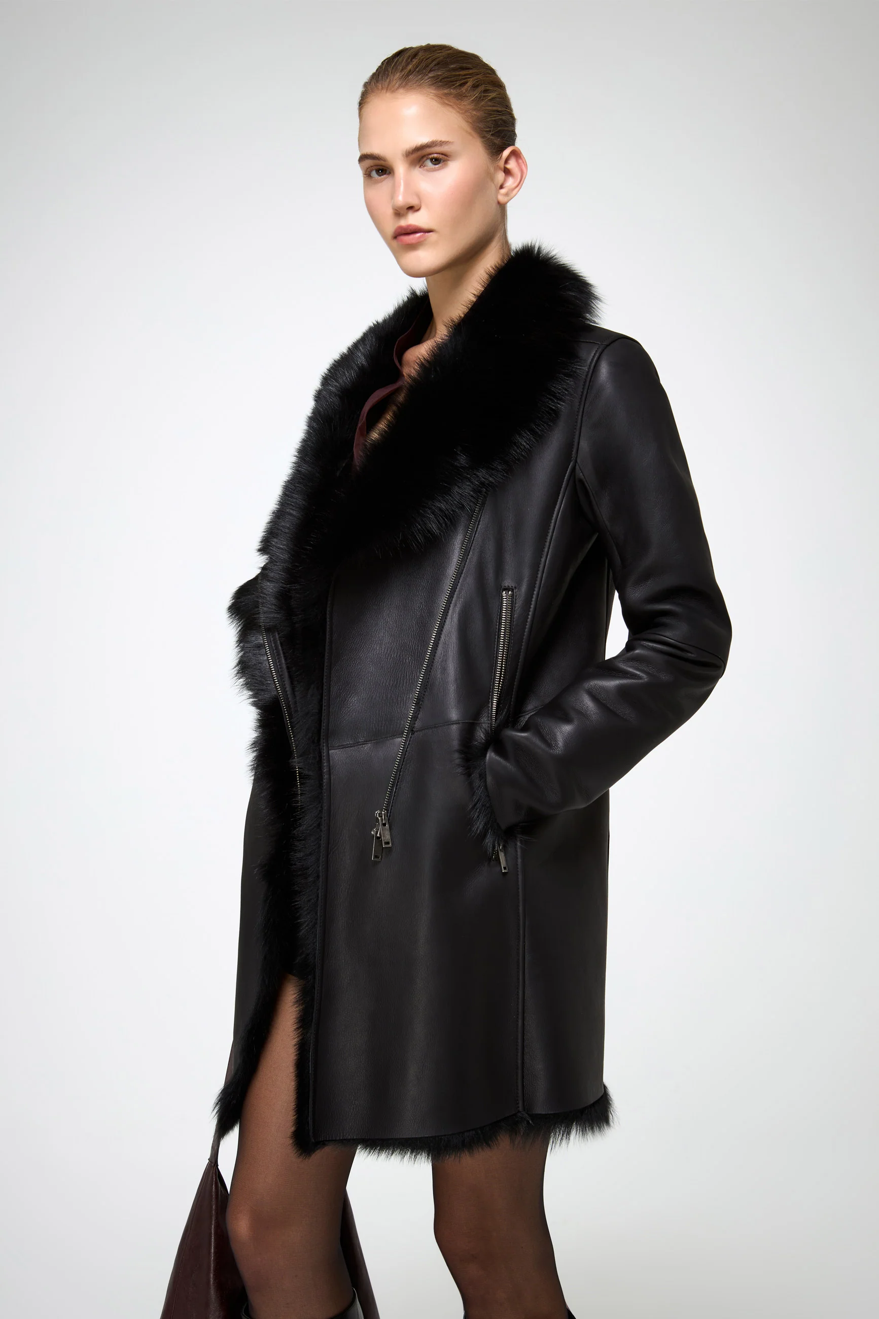 Kristell - Clotho Black Shearling Coat - Image 2