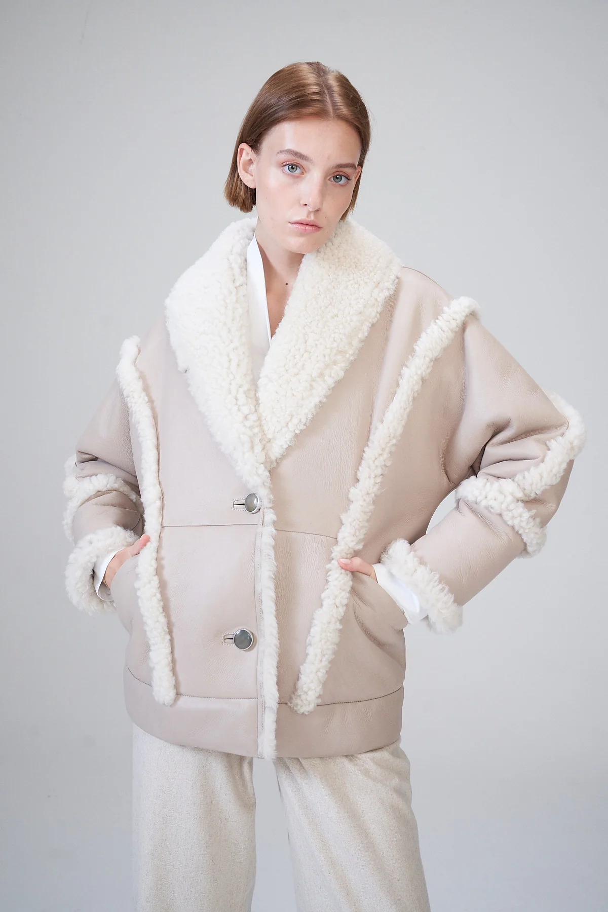 Laureen - Beige Shearling Coat