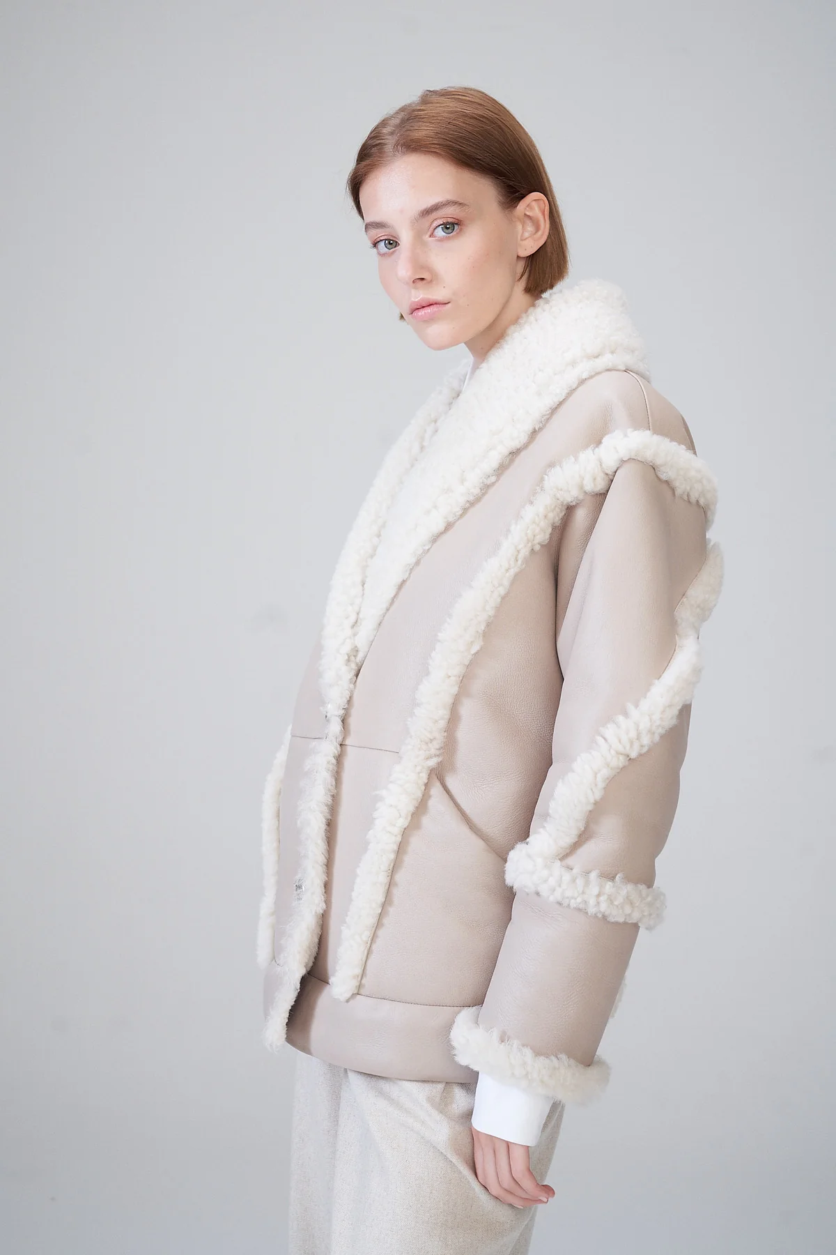 Laureen - Beige Shearling Coat - Image 3