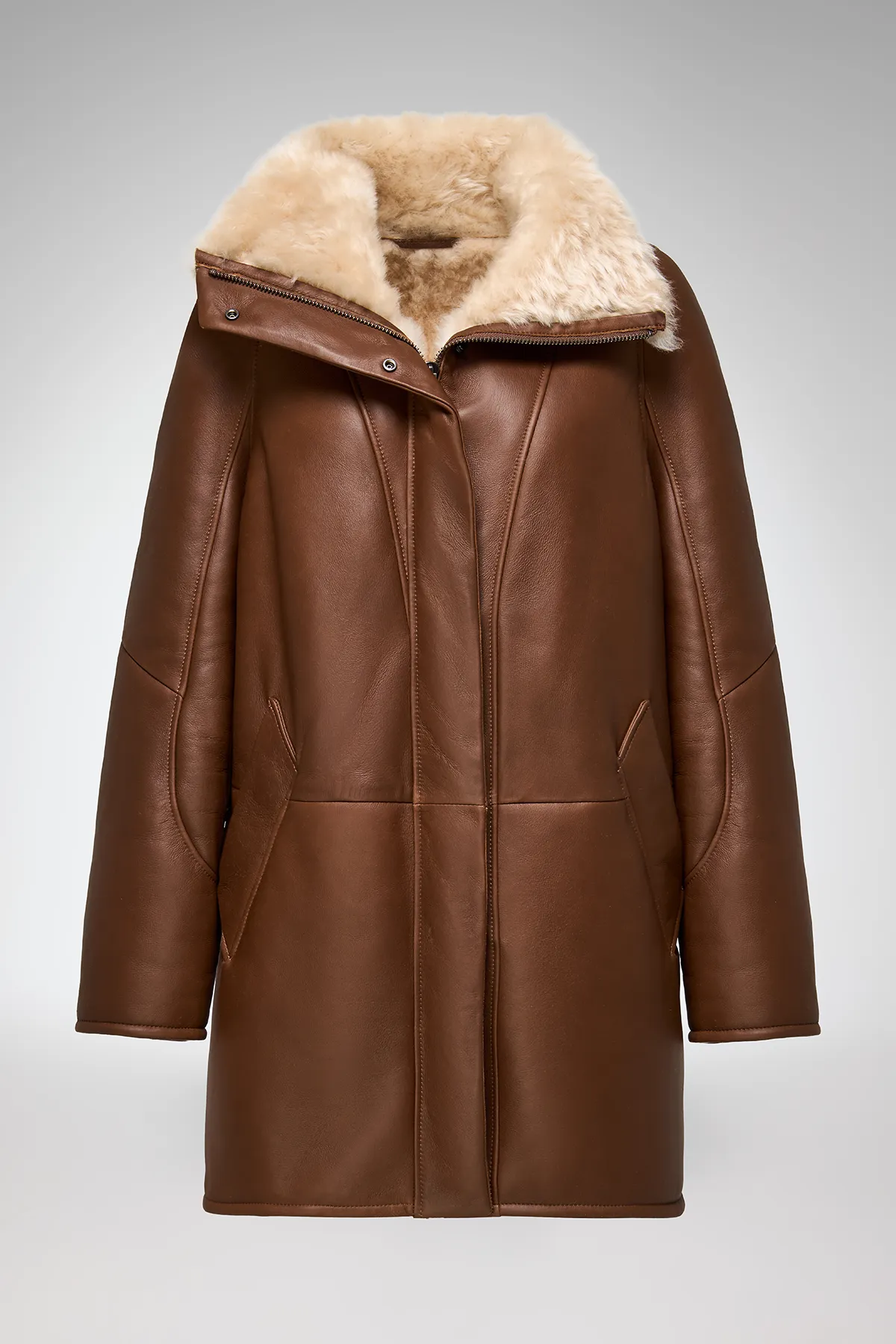 Prescillia - Brown Shearling Coat - Image 6