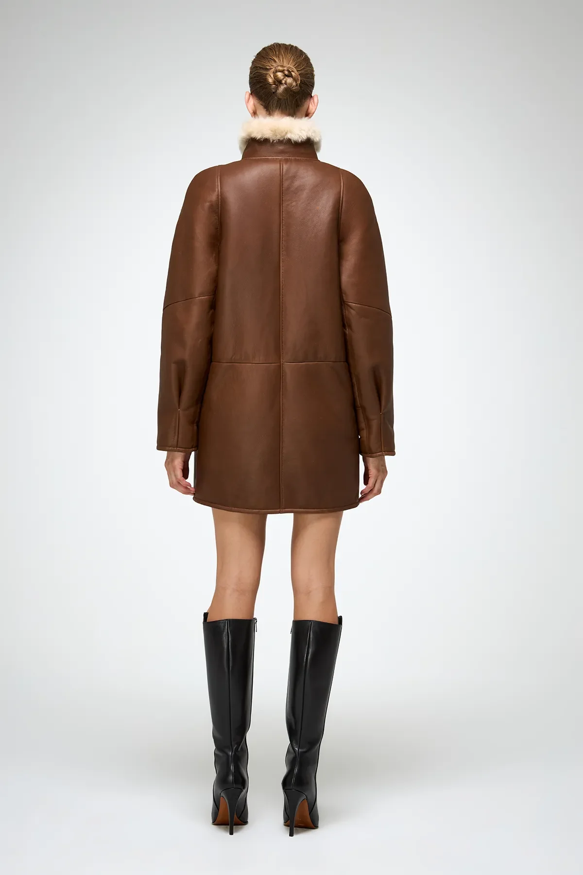 Prescillia - Brown Shearling Coat - Image 7