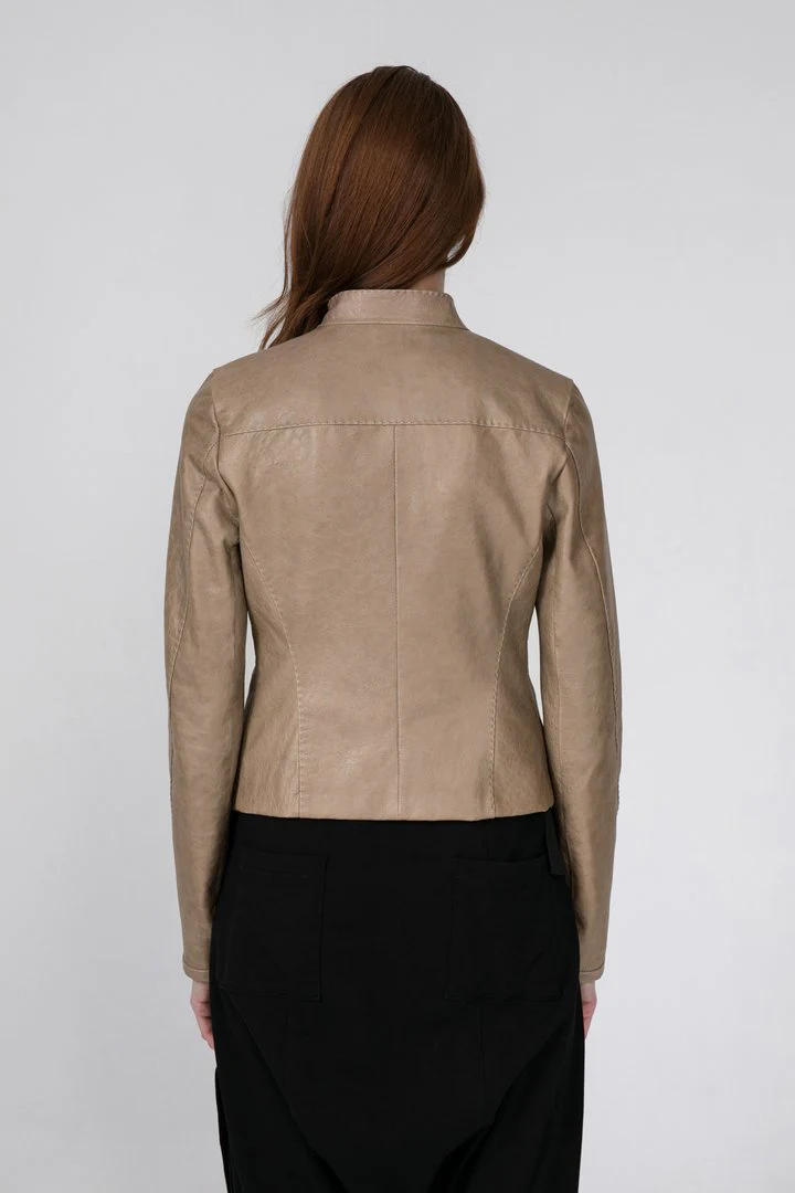 Lily - Beige Leather Jacket - Image 5