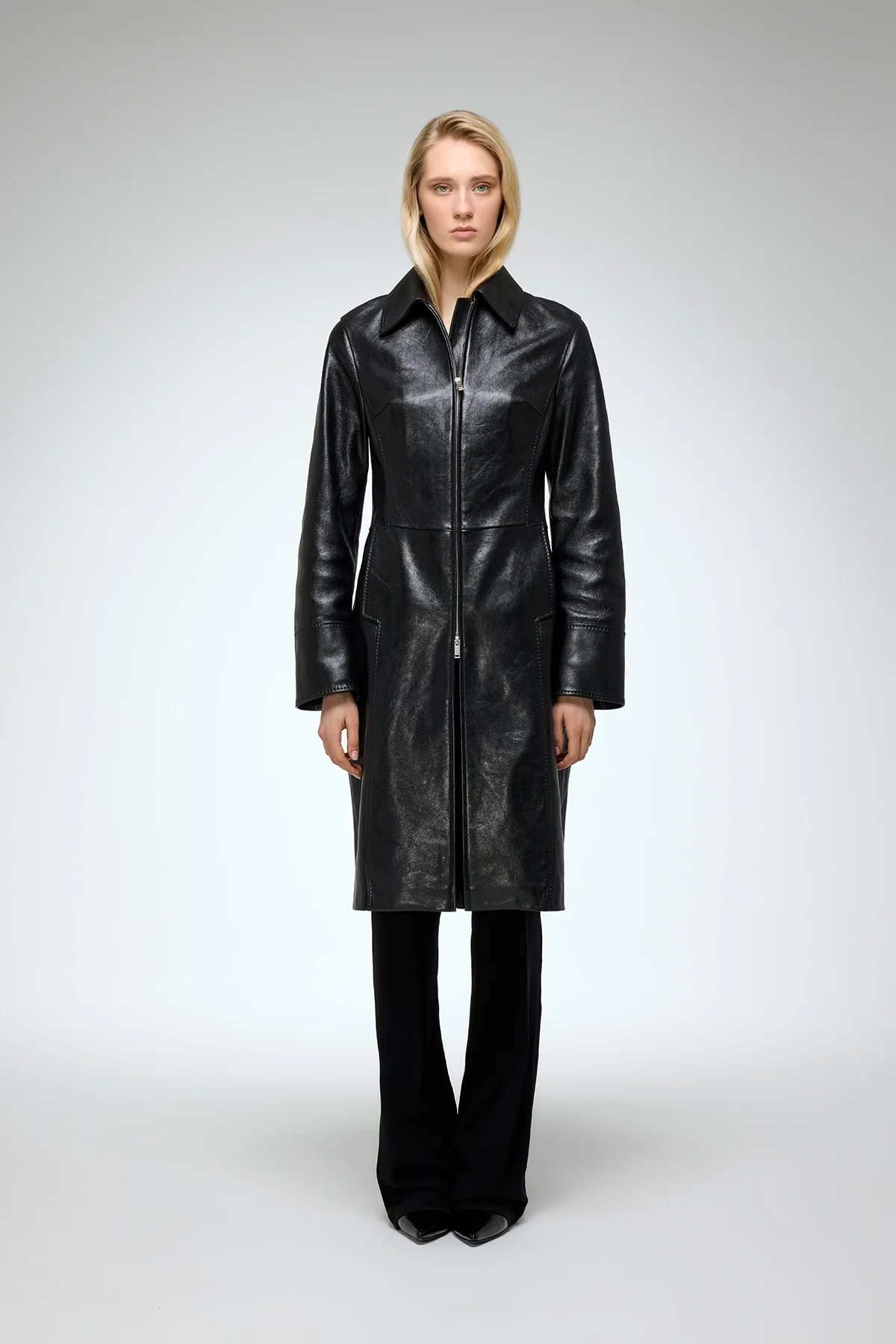 Liora - Black Leather Coat