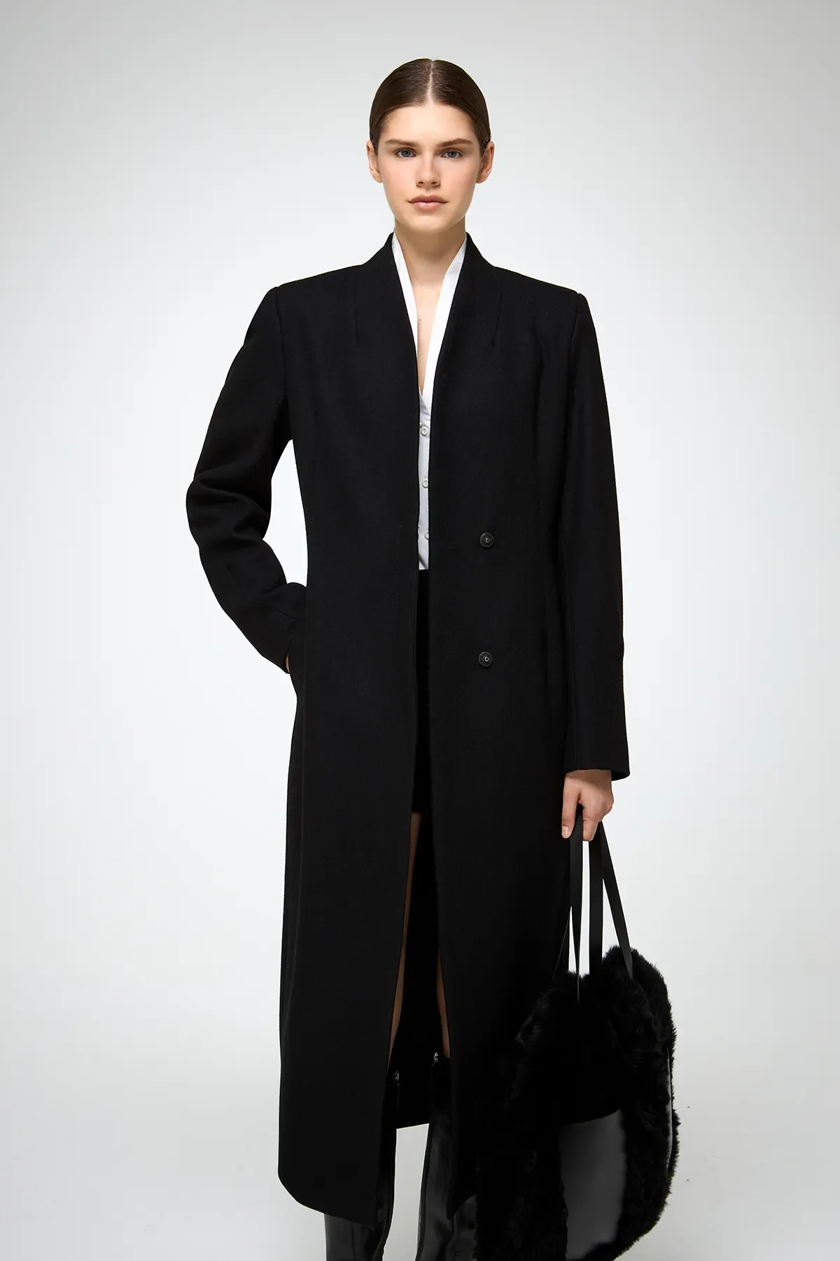 Luce - Black Wool Coat - Image 4