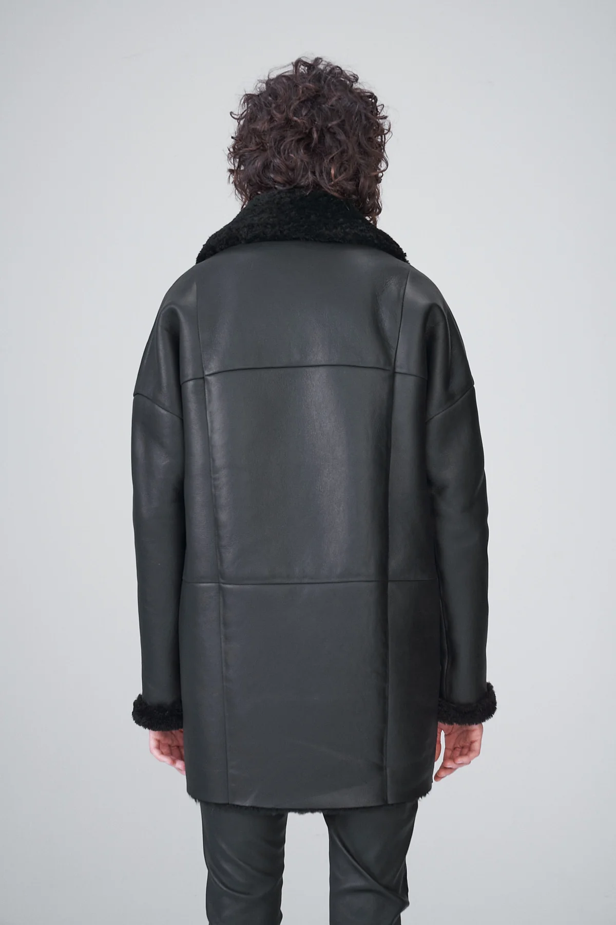Black Shearling Coat - Image 6