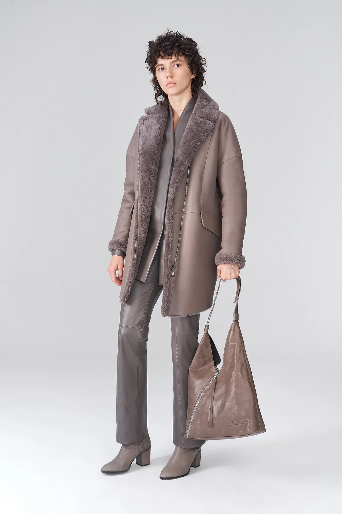 Maeline - Grey Shearling Coat - Image 2