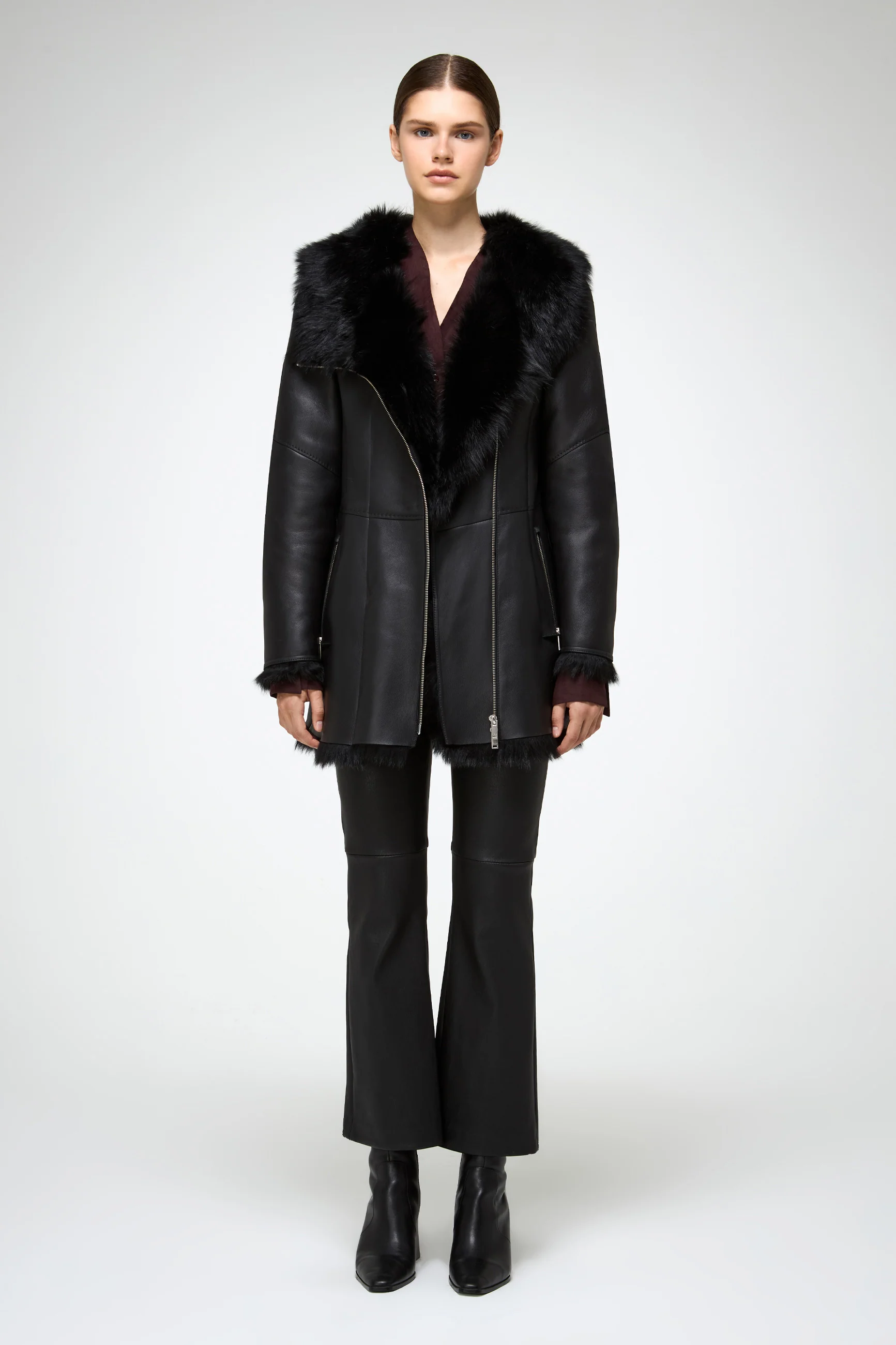 Mallory - Black Shearling Coat - Image 3