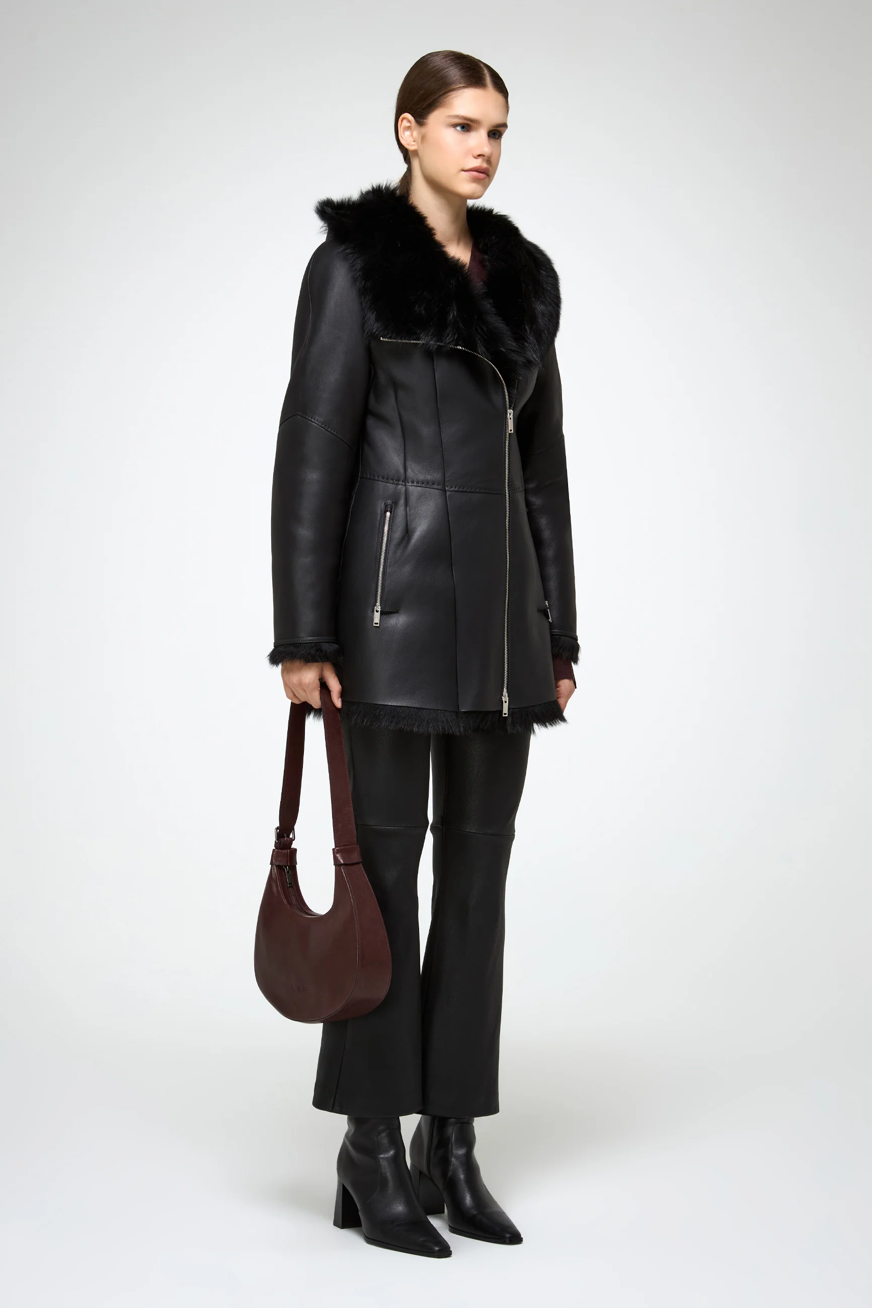 Mallory - Black Shearling Coat - Image 4