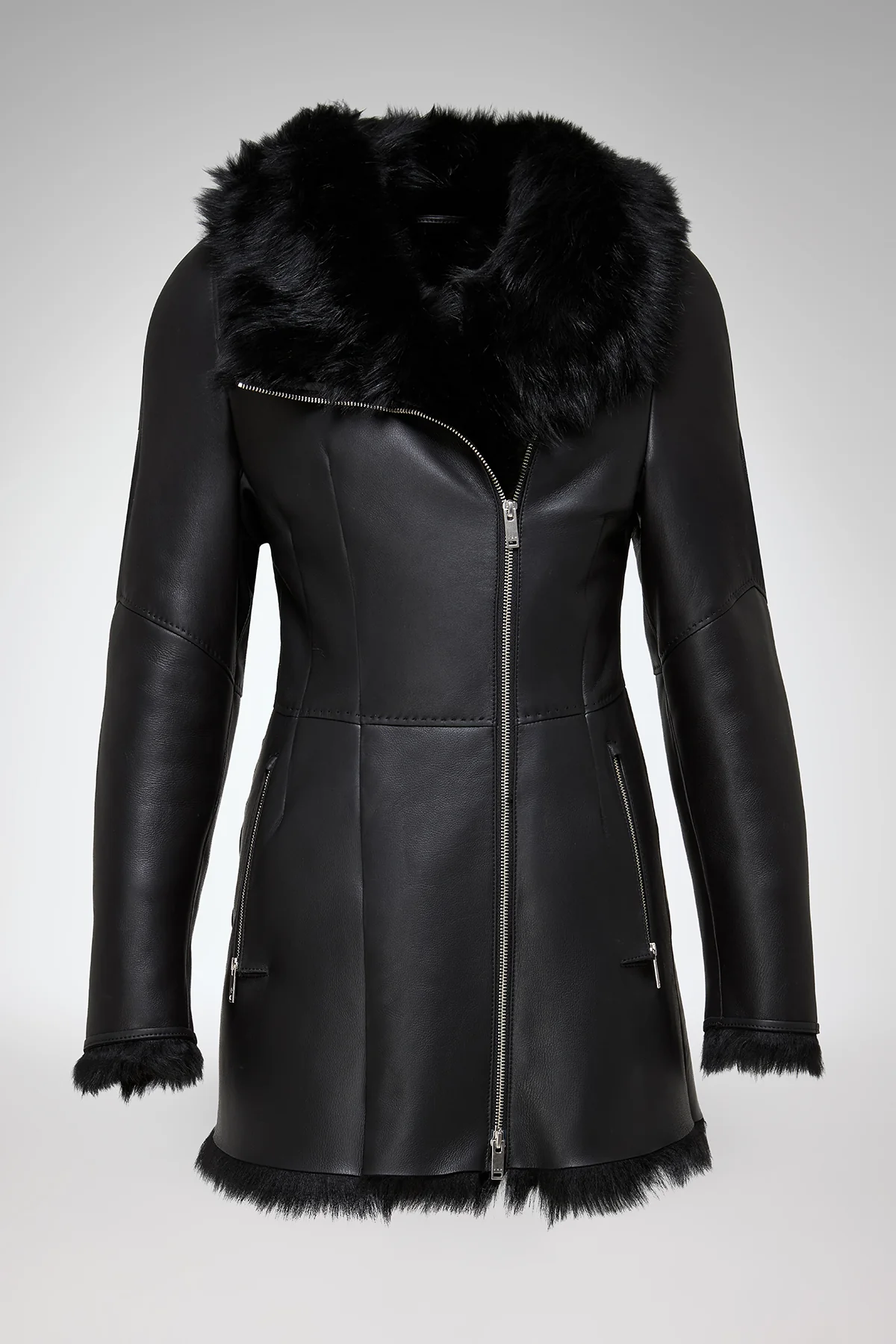 Mallory - Black Shearling Coat - Image 6