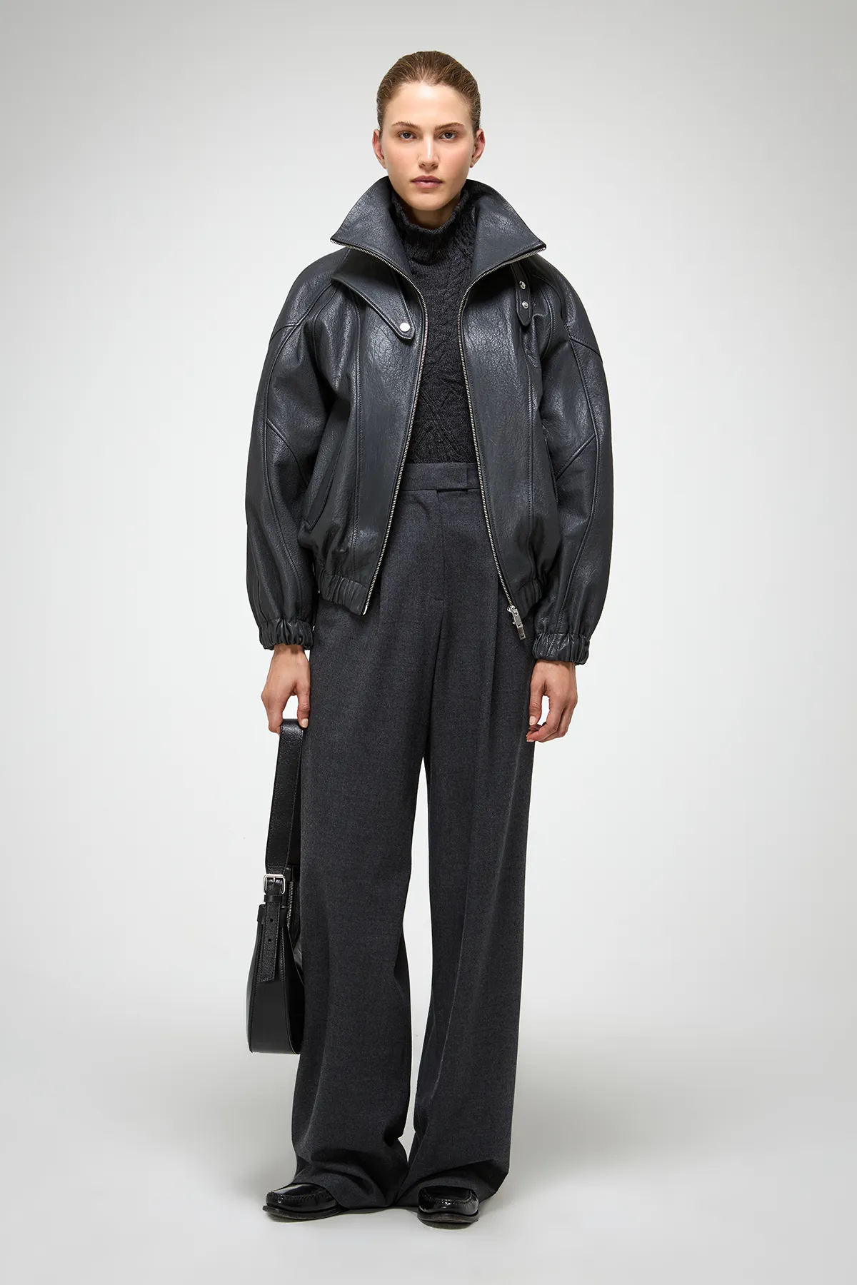 May - Anthracite Leather Jacket