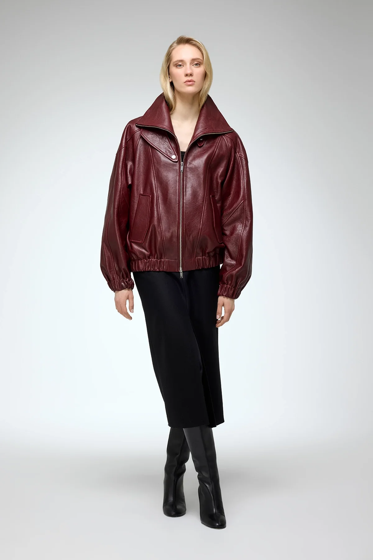 May - Bordeaux Leather Jacket - Image 3