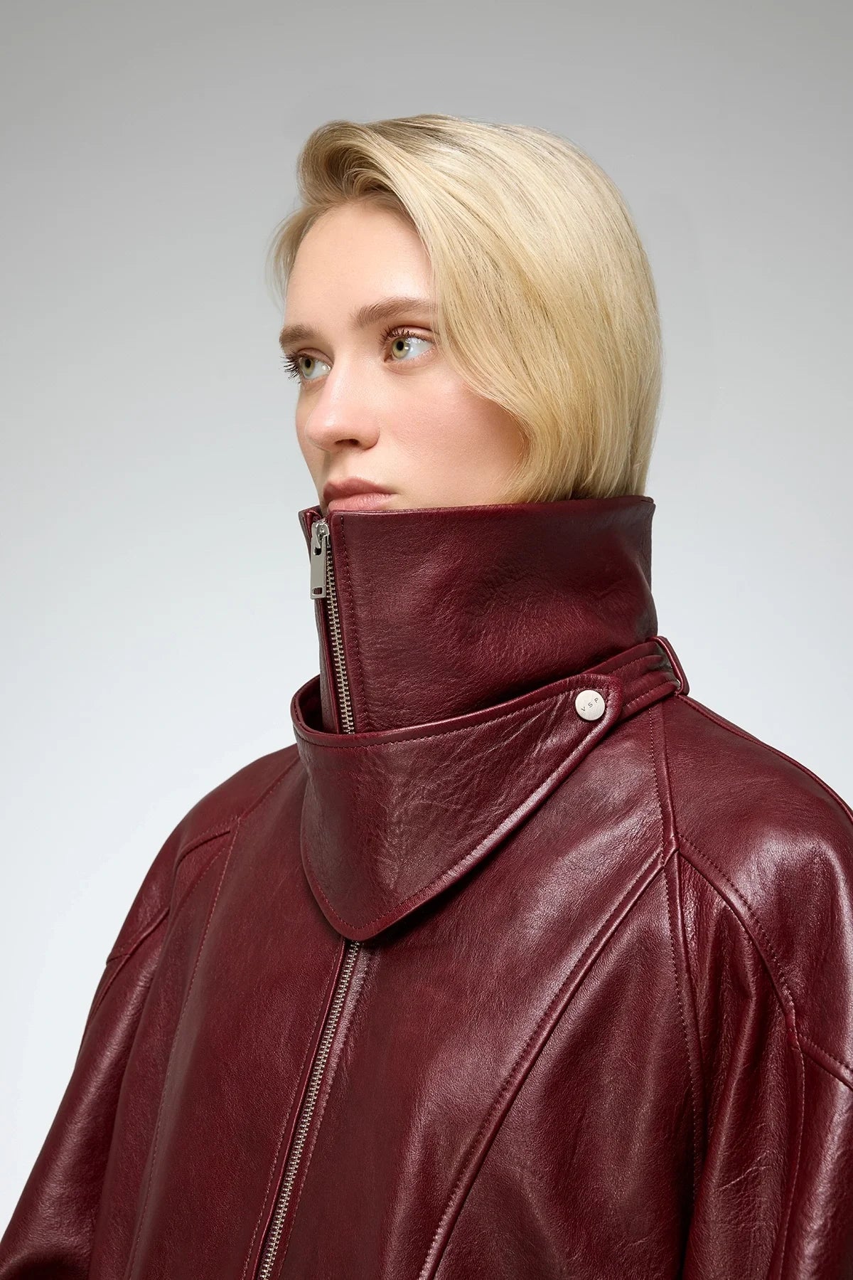 May - Bordeaux Leather Jacket - Image 5