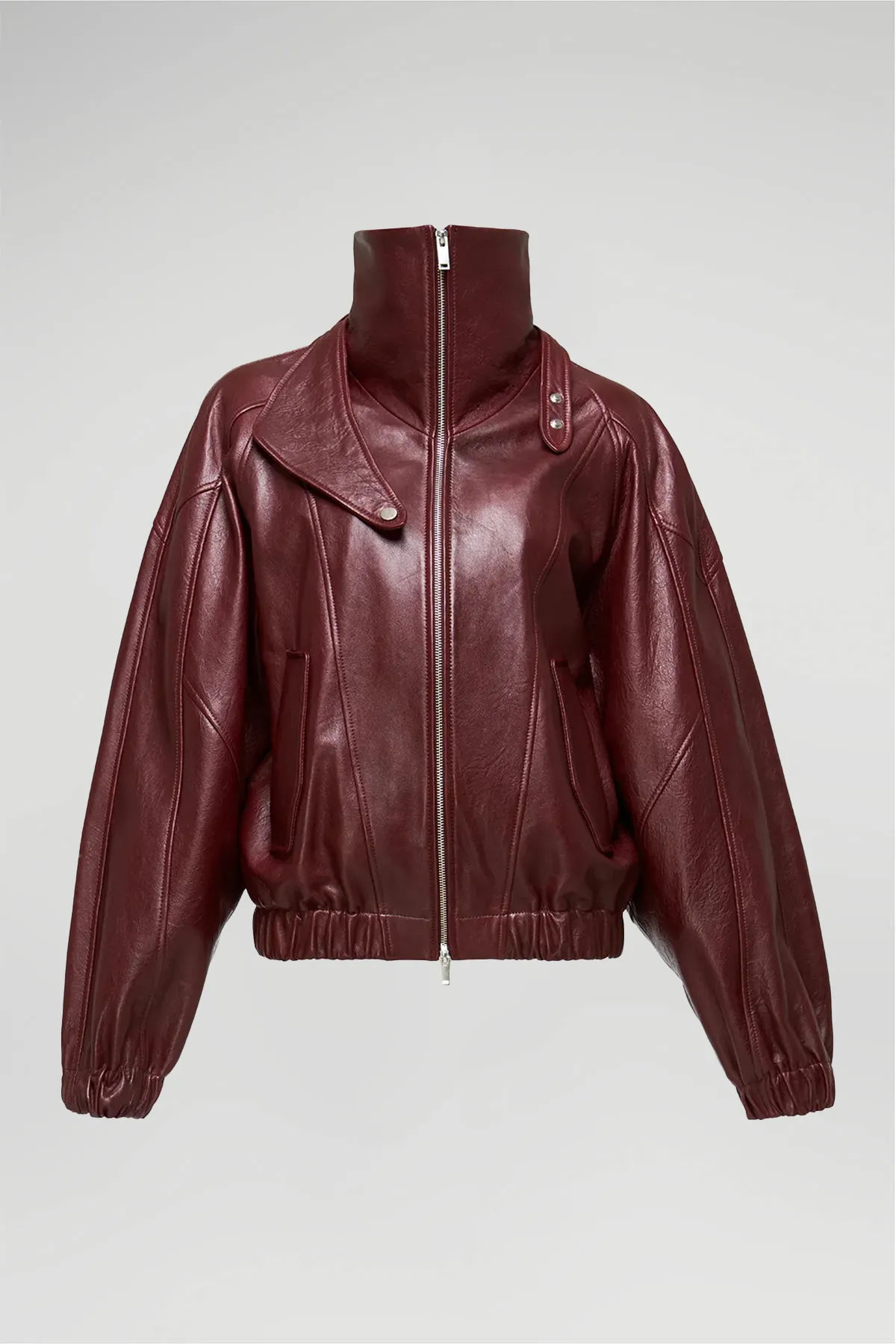 May - Bordeaux Leather Jacket - Image 6