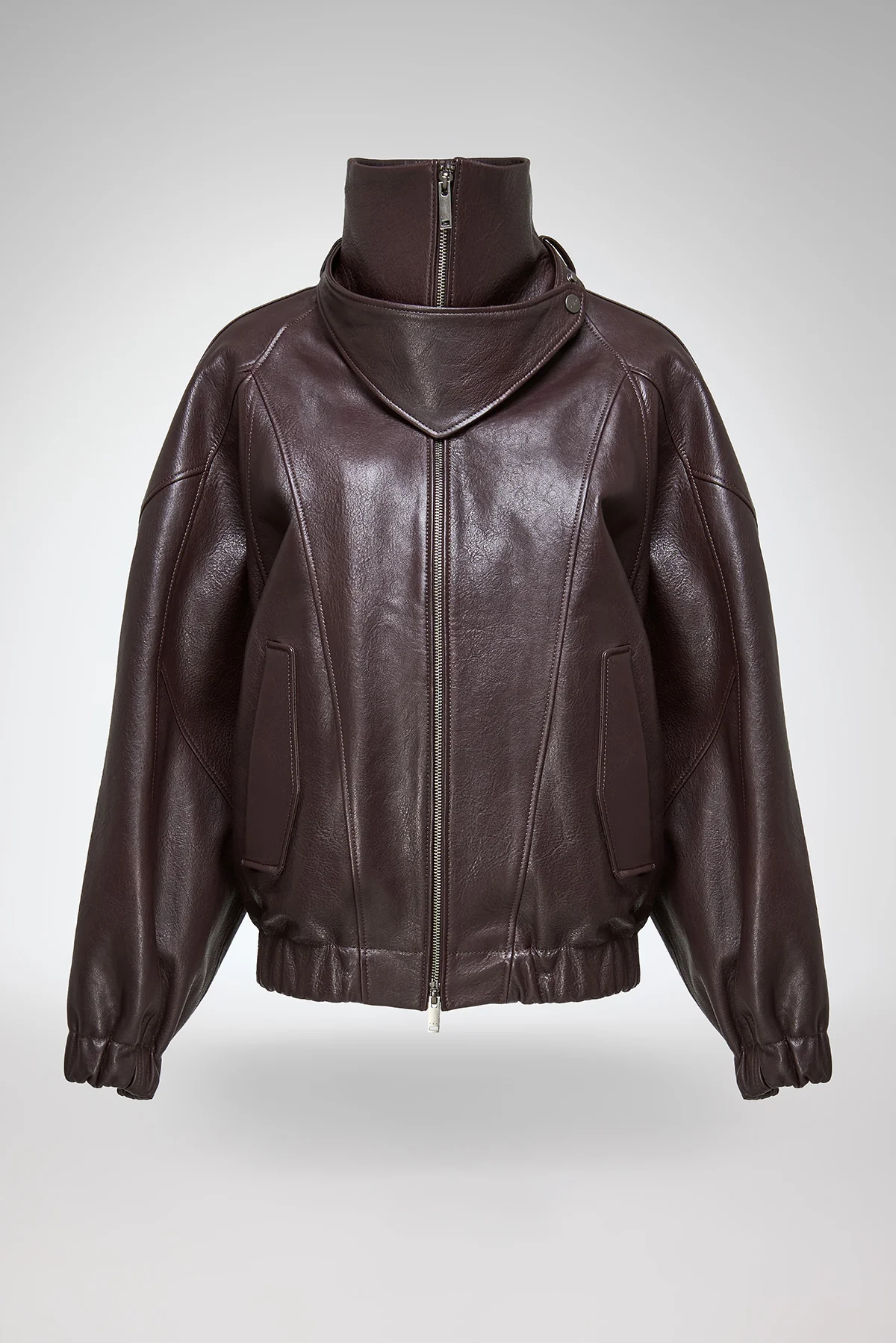 May - Dark Bordeaux Leather Jacket - Image 6