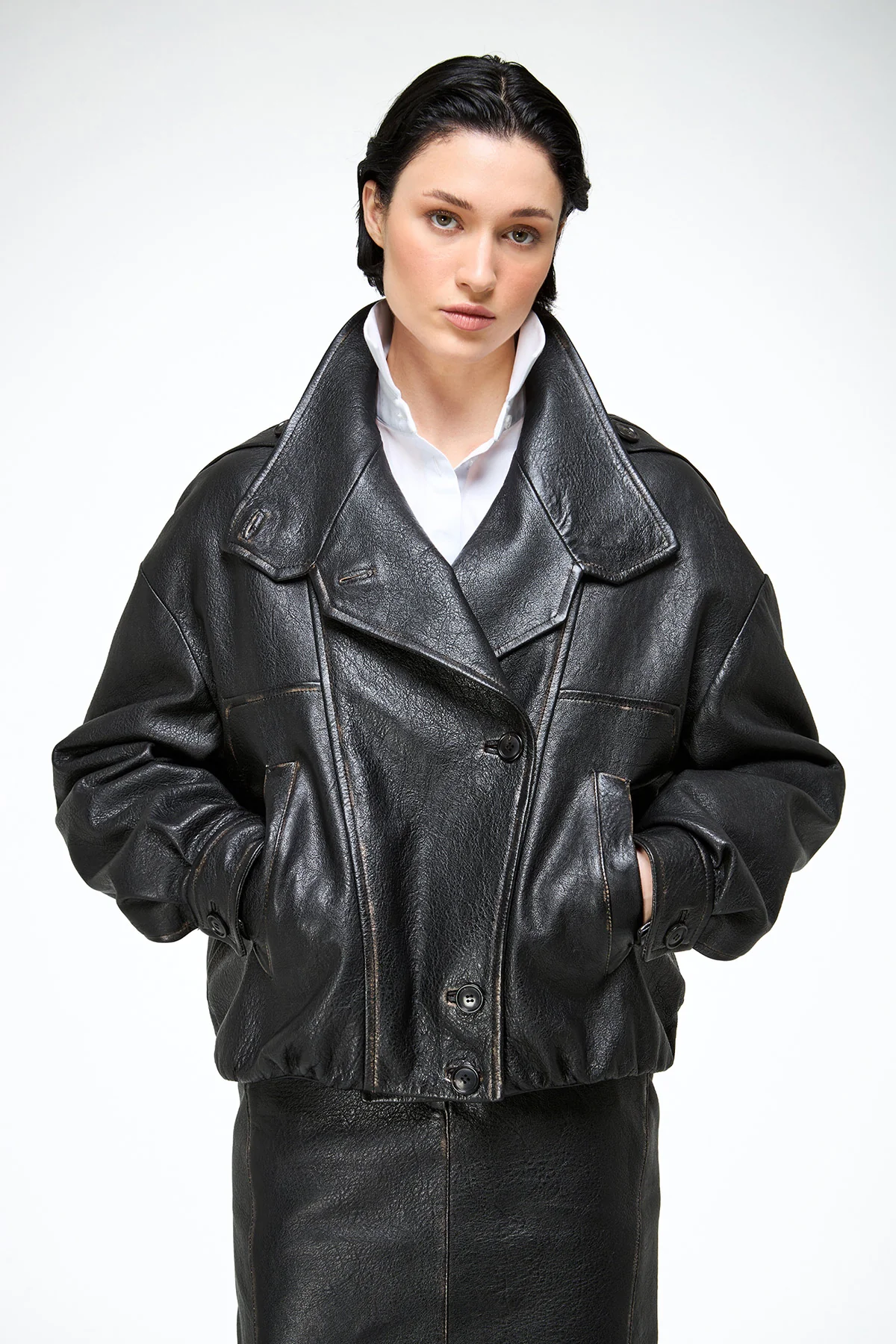 Maya - Dark Brown Leather Jacket - Image 2