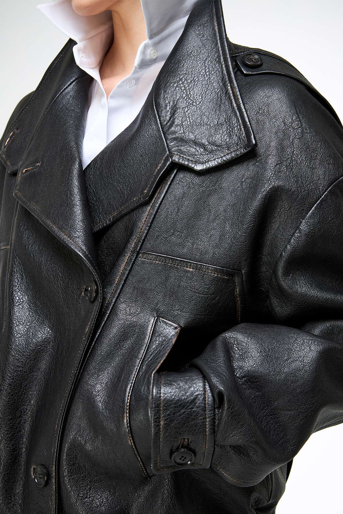 Maya - Dark Brown Leather Jacket - Image 5