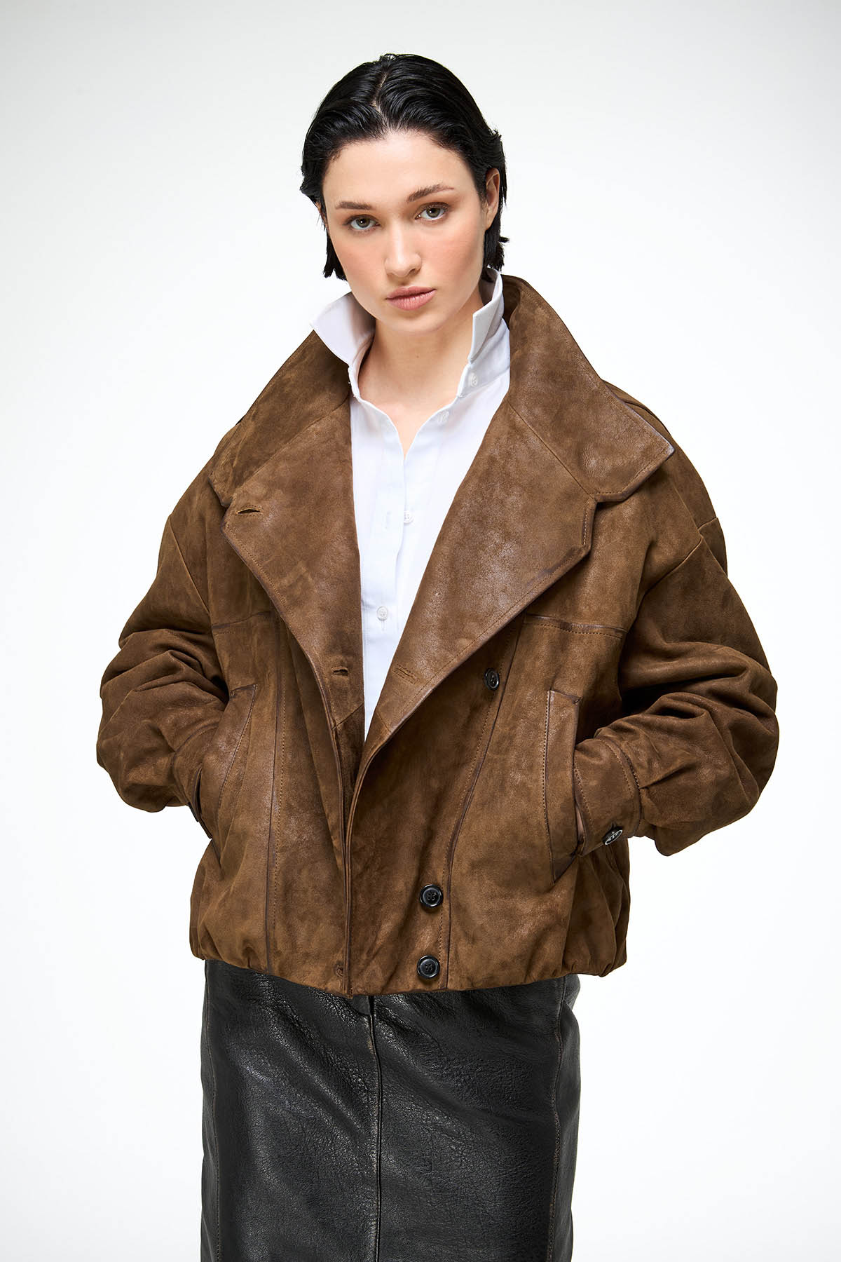Maya - Olive Leather Jacket - Image 2
