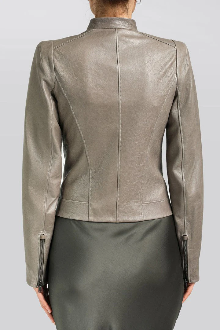 Maze - Grey Leather Jacket - Image 5