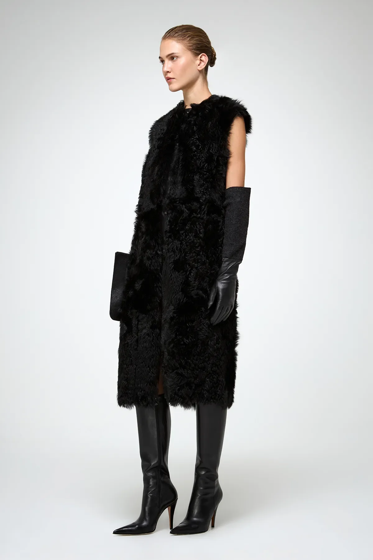 Mirella - Black Shearling Vest - Image 3