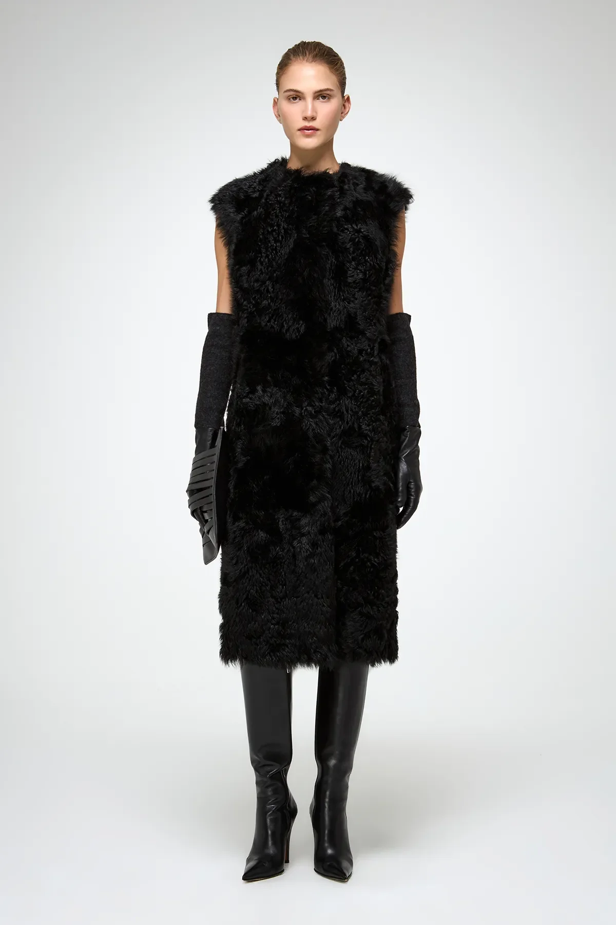 Mirella - Black Shearling Vest - Image 4
