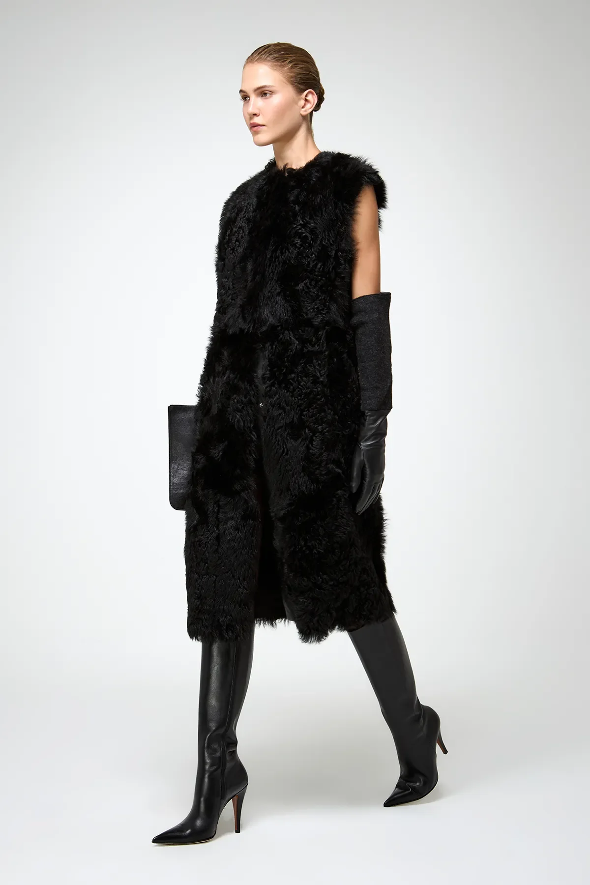 Mirella - Black Shearling Vest - Image 5
