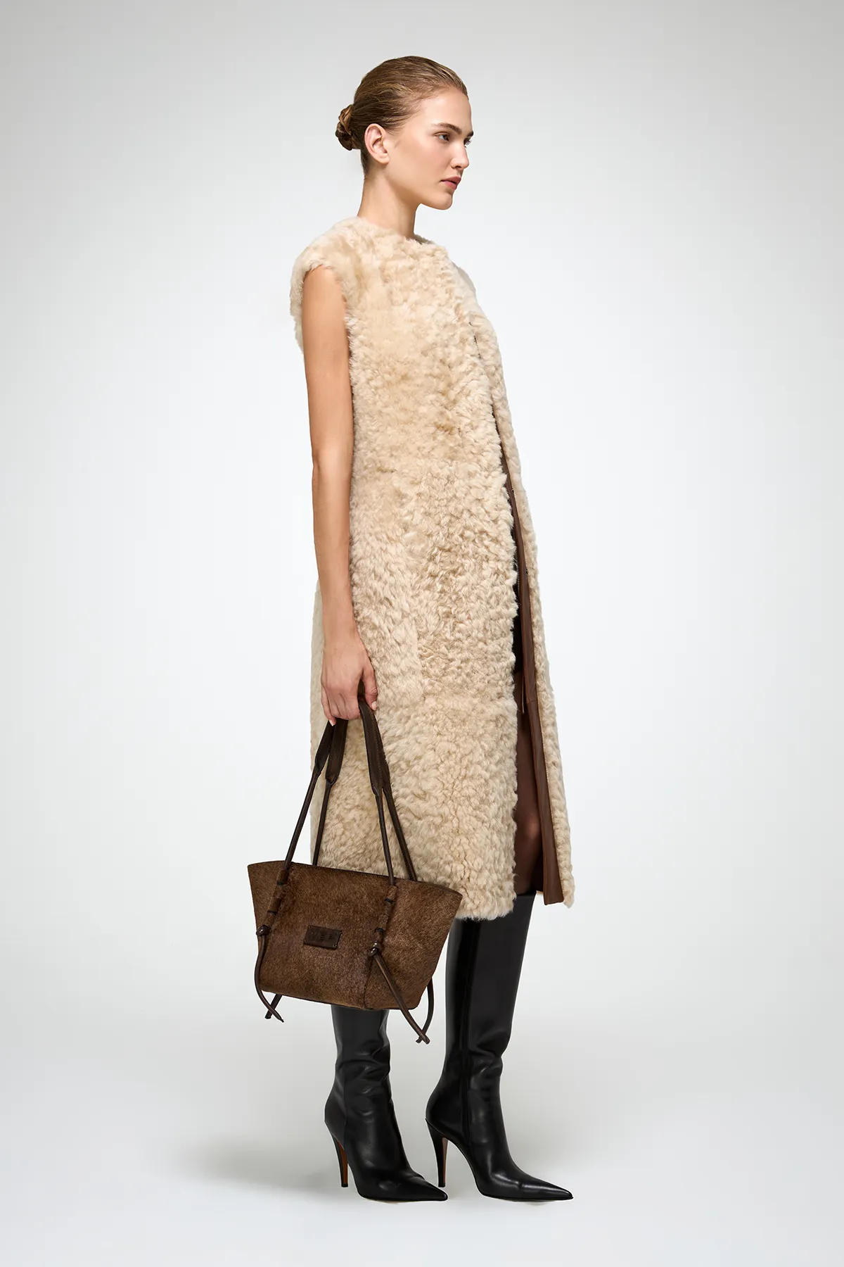 Mirella - Light Brown Shearling Vest - Image 4