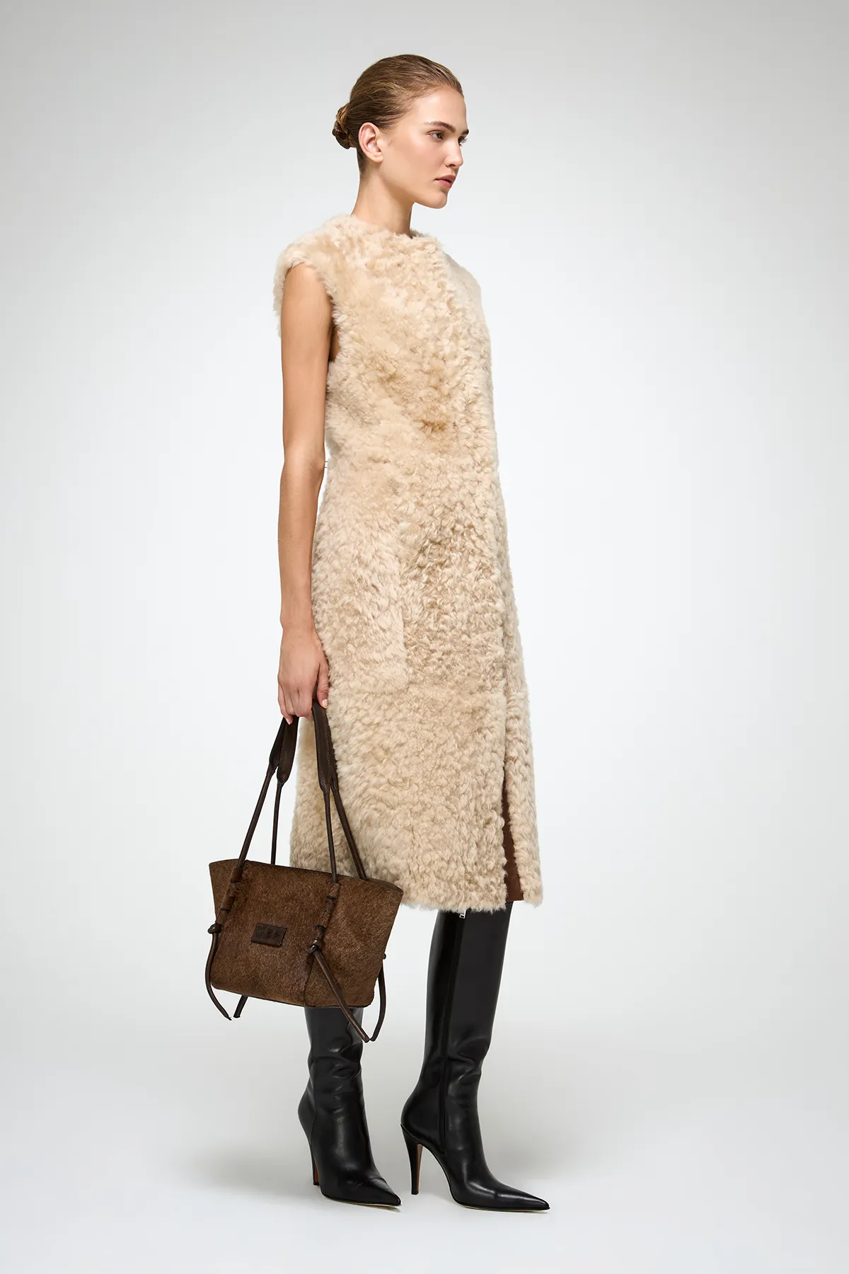 Mirella - Light Brown Shearling Vest - Image 6