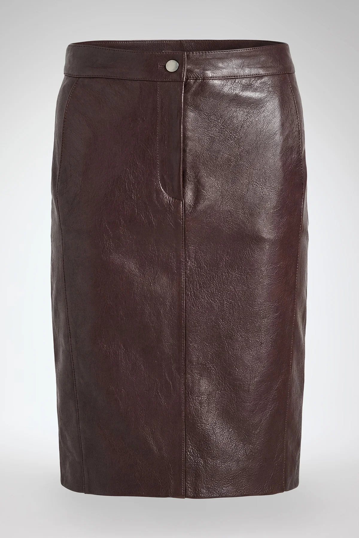 Mona - Dark Bordeaux Leather Skirt - Image 4