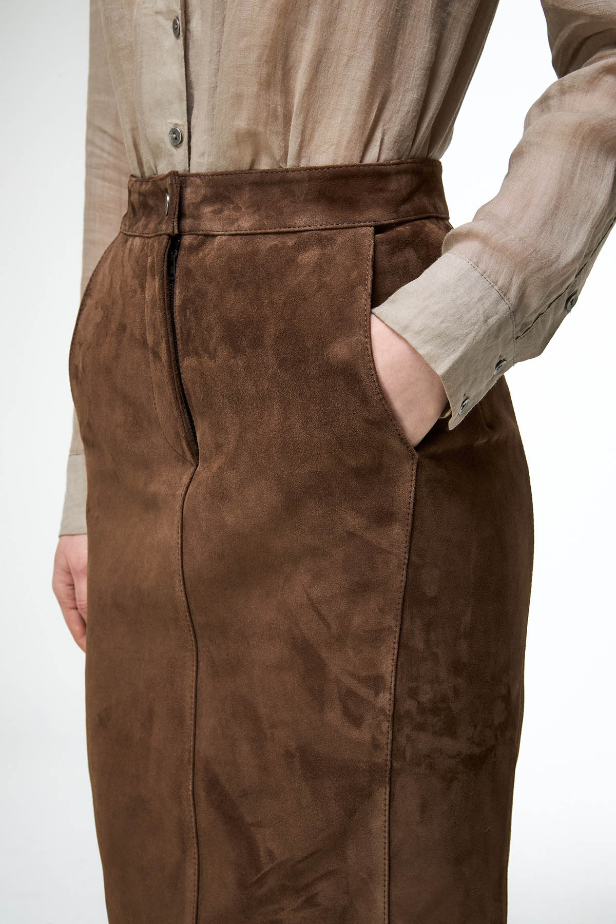 Mona - Tobacco Leather Skirt - Image 3