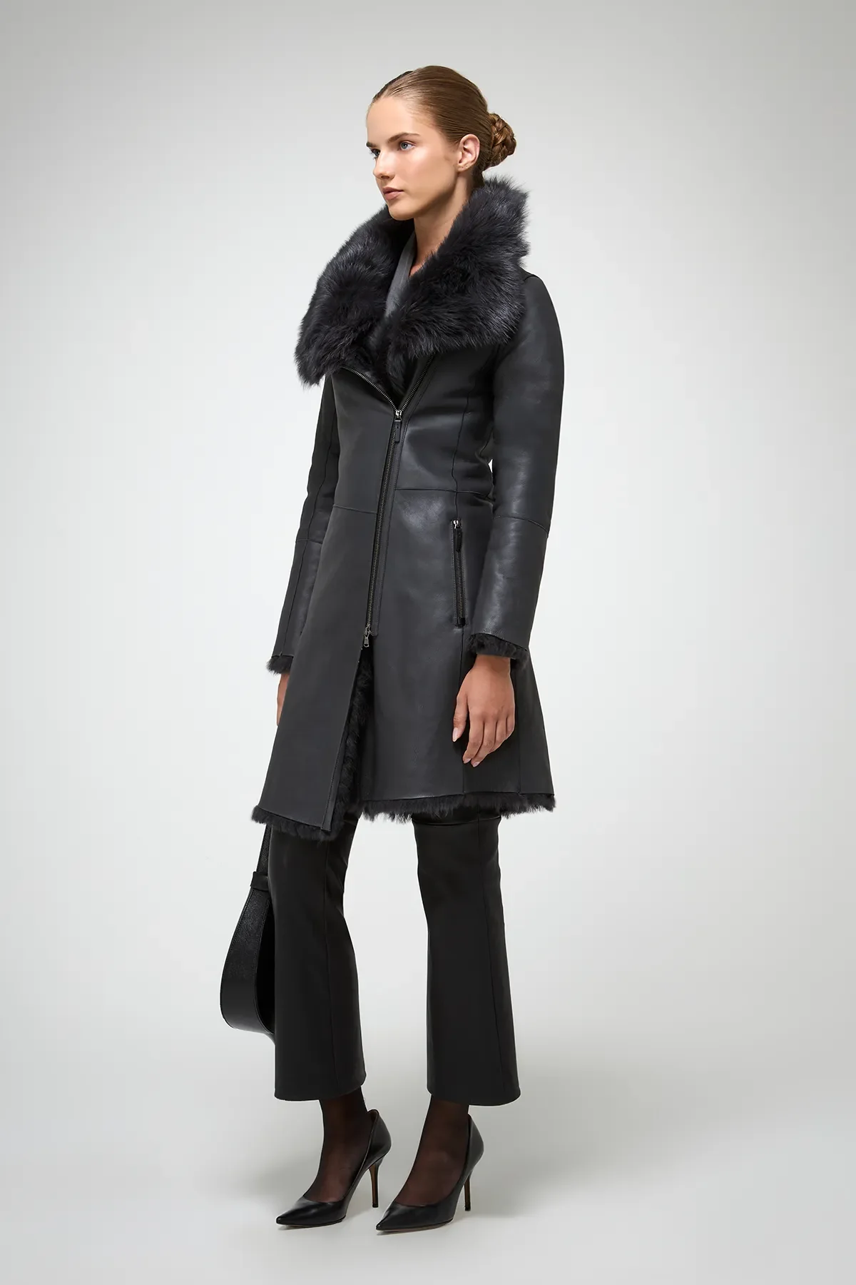 Mylena - Toscana Anthracite Shearling Coat - Image 4
