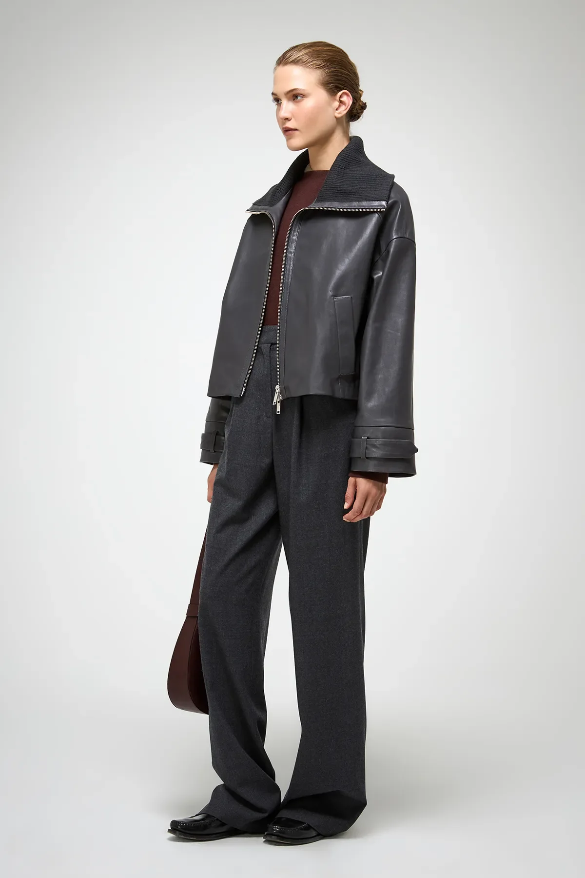 Olga - Anthracite Leather Jacket - Image 4