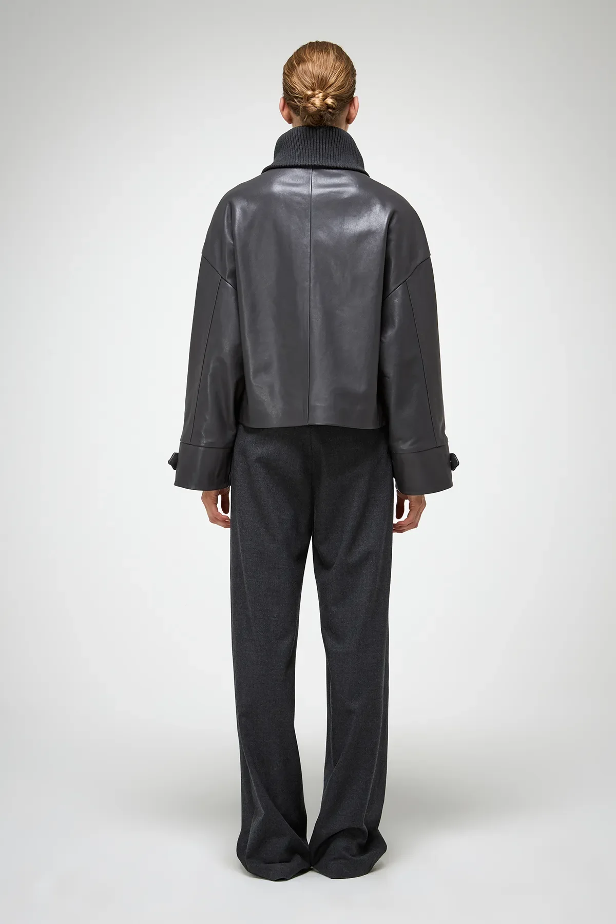 Olga - Anthracite Leather Jacket - Image 6