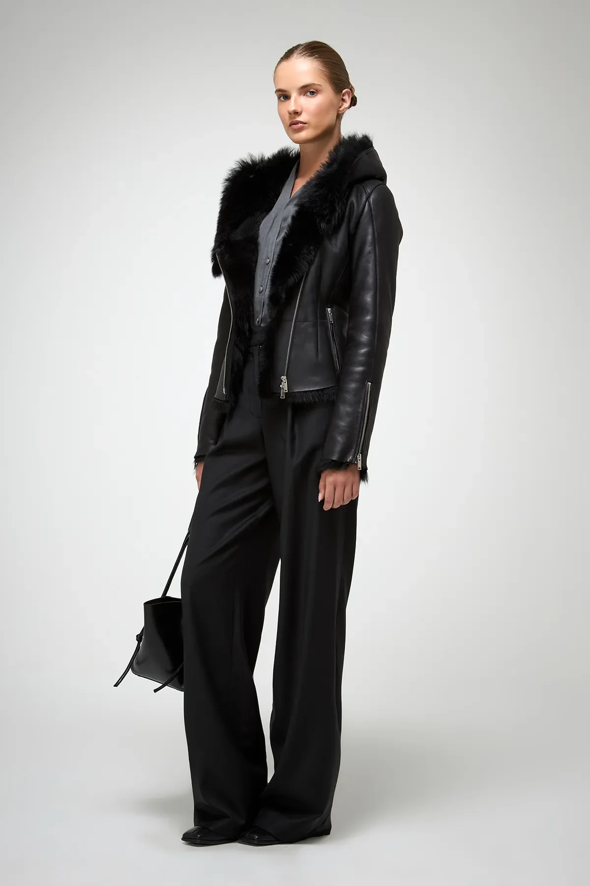 Petra - Black Shearling Jacket - Image 4