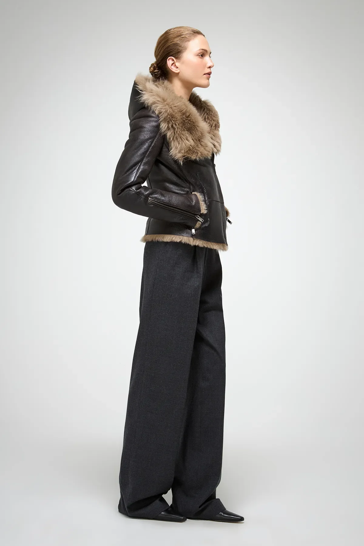 Petra - Desert Beige Shearling Jacket - Image 3