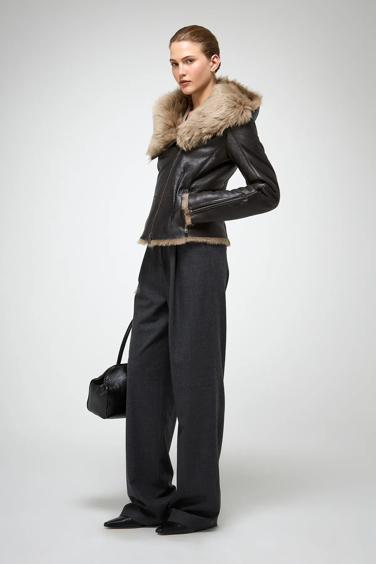 Petra - Desert Beige Shearling Jacket - Image 5