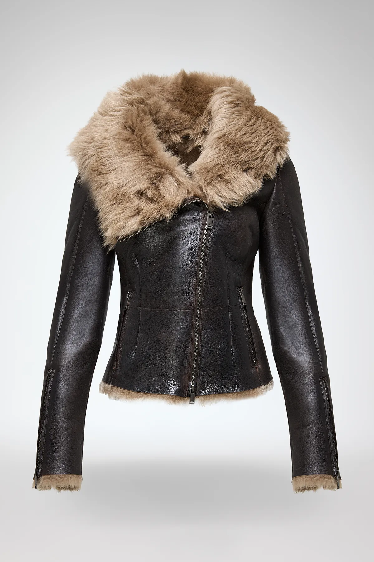 Petra - Desert Beige Shearling Jacket - Image 6