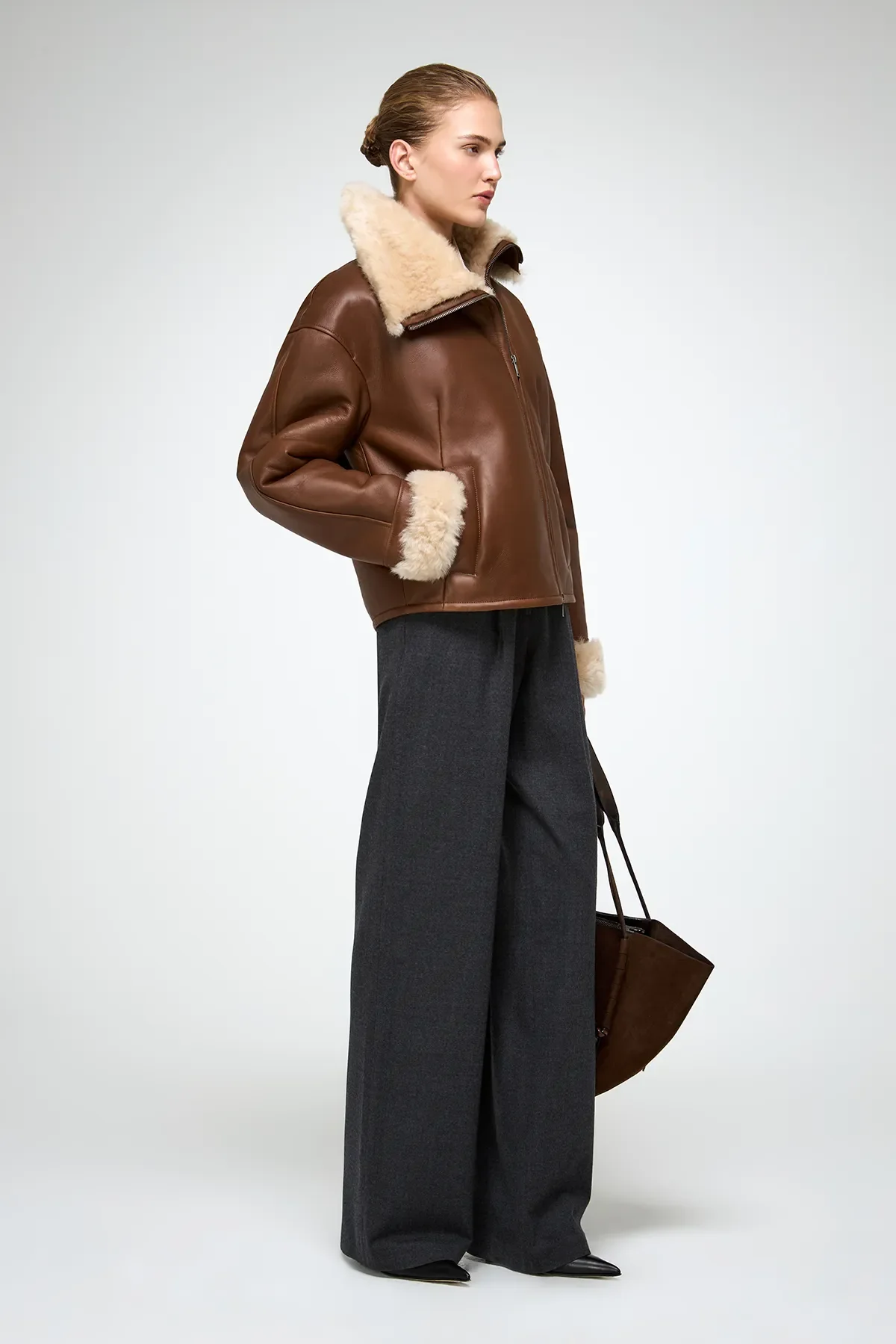 Pia - Brown Shearling Jacket - Image 3