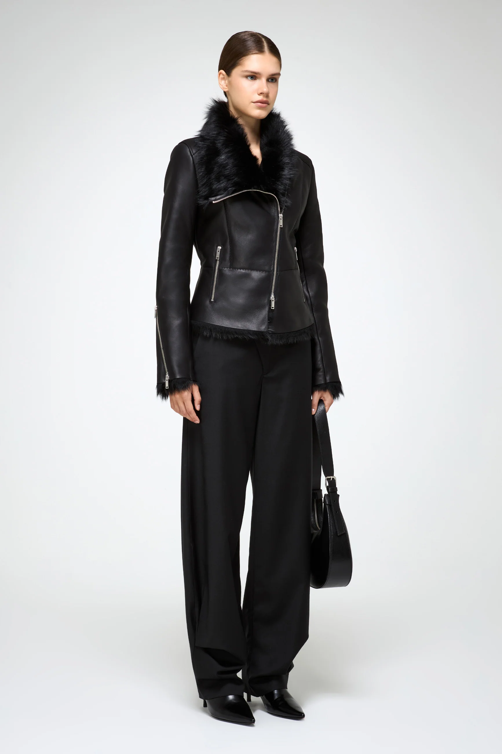 Renata - Toscana Black Shearling Jacket - Image 3