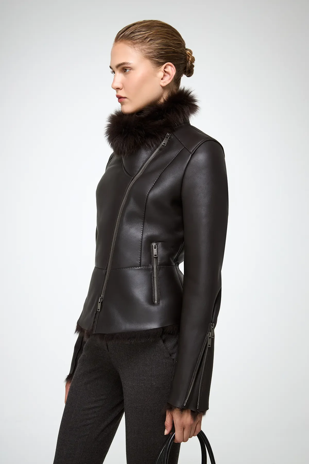 Renata - Brown Shearling Jacket - Image 5