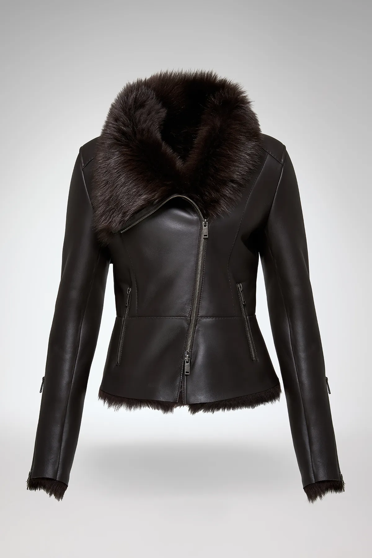 Renata - Brown Shearling Jacket - Image 6