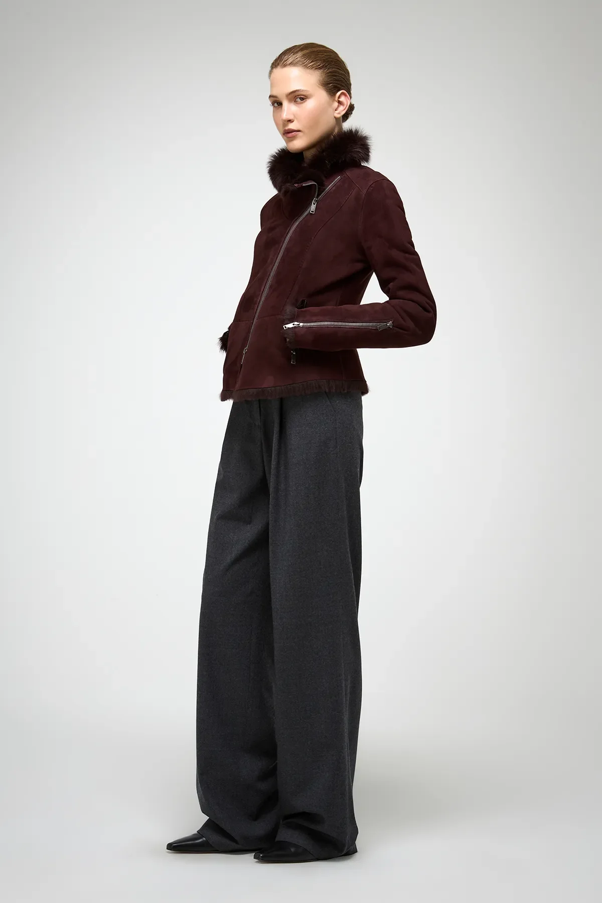 Renata - Toscana Cherry Shearling Jacket - Image 3