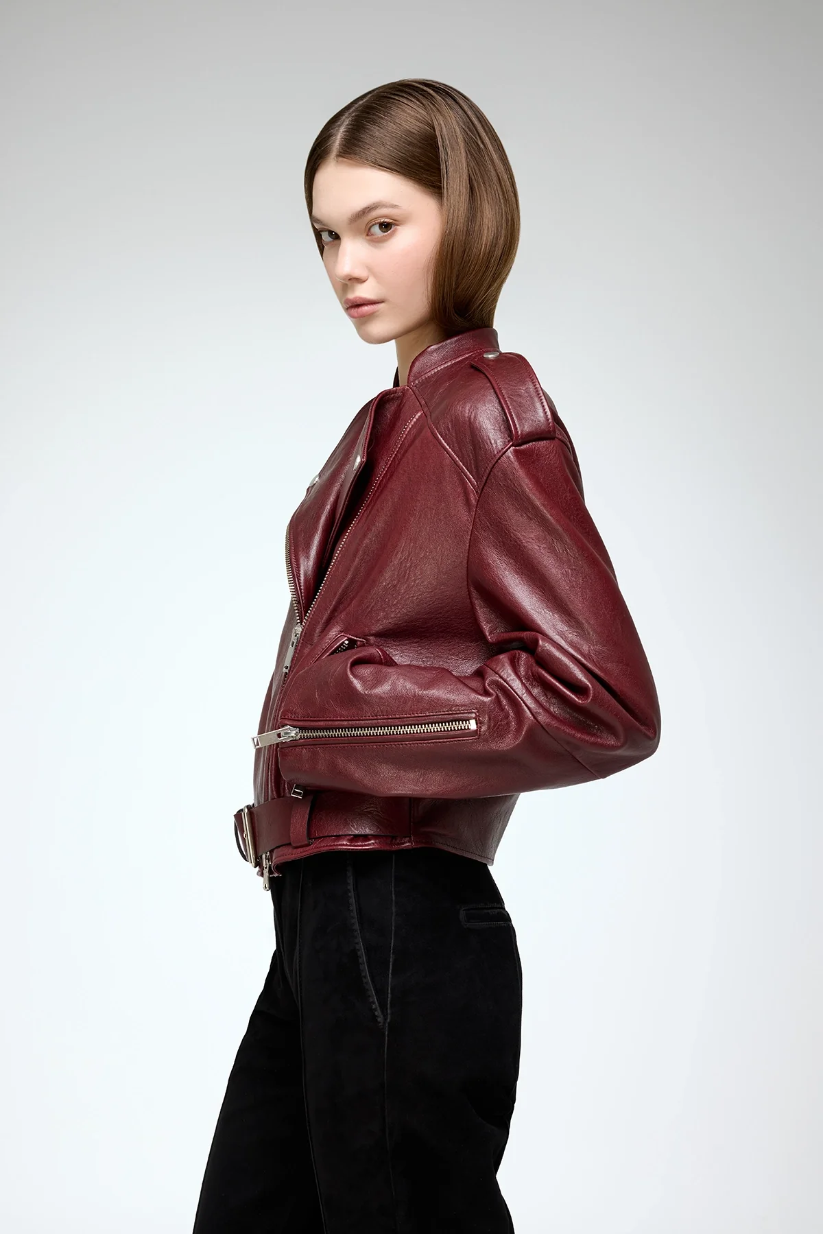 Ruby - Bordeaux Leather Jacket - Image 5