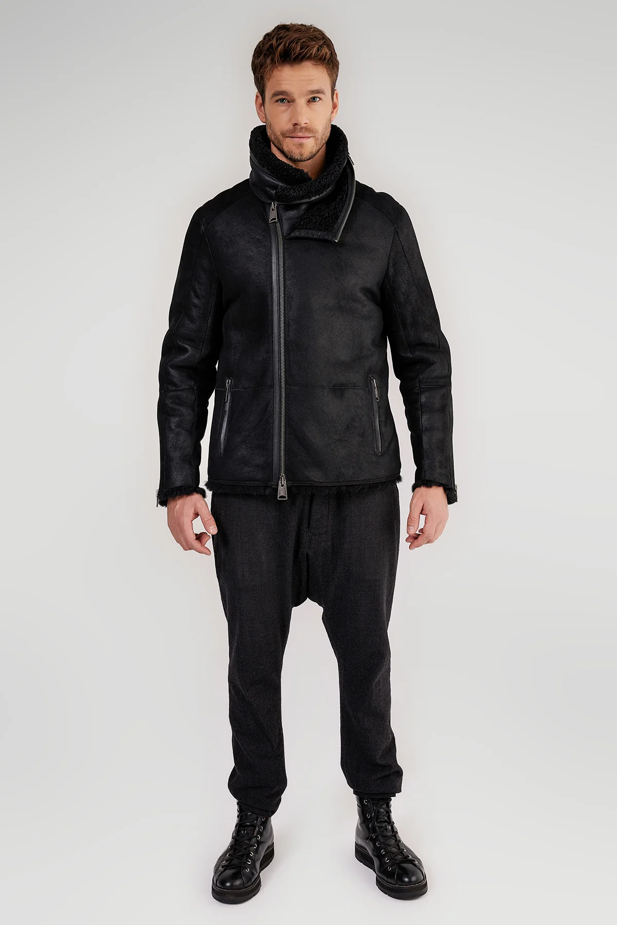 Black Shearling Jacket - Image 4