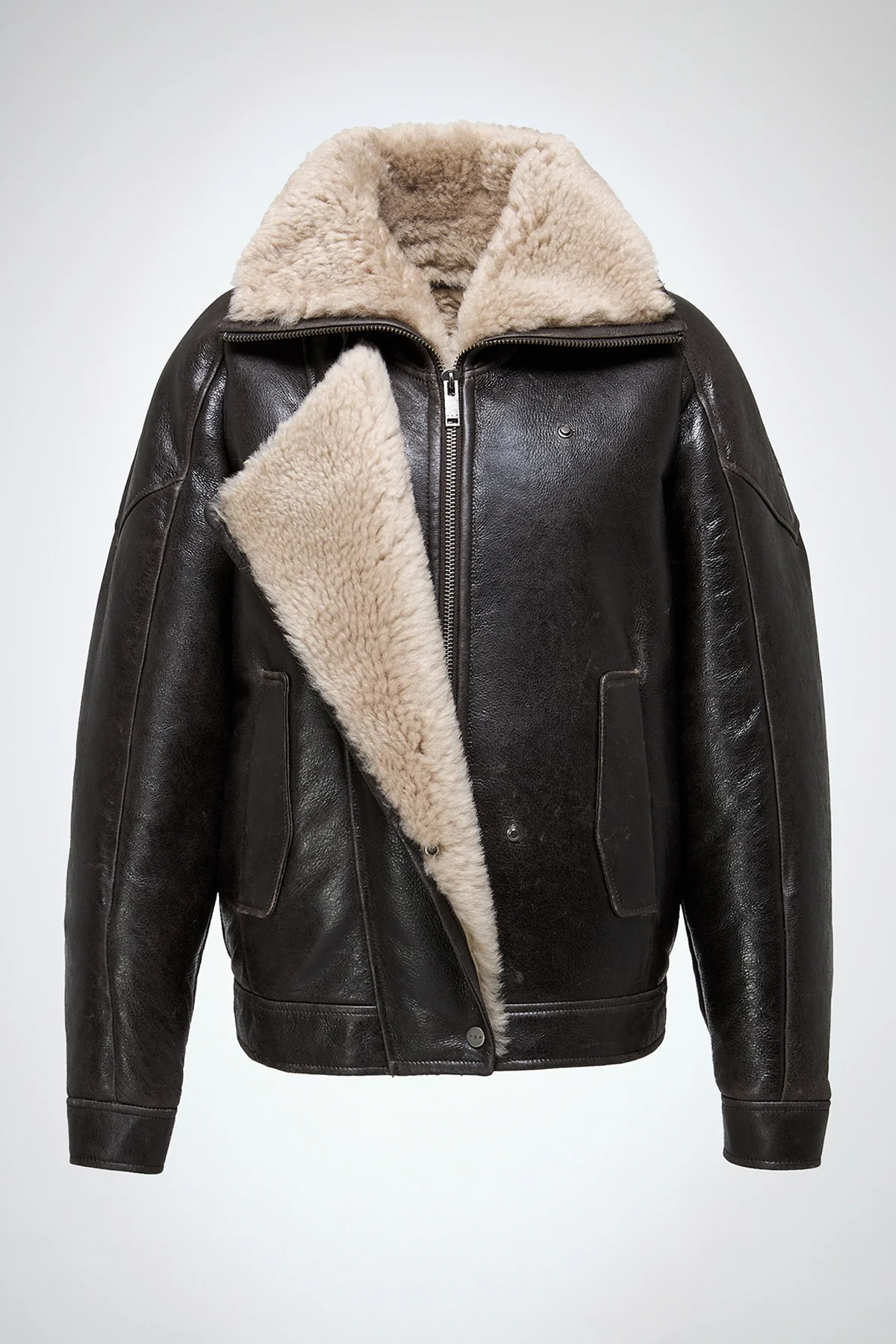 Sandie - Anthracite Shearling Jacket - Image 7
