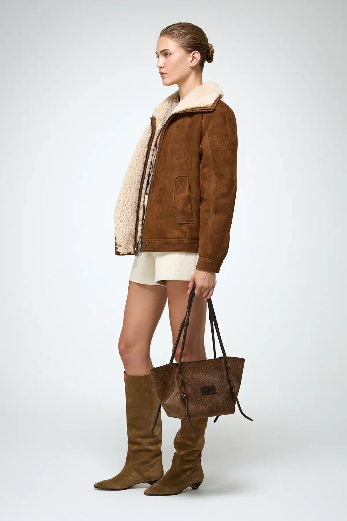 Sandie - Beige Shearling Jacket - Image 6