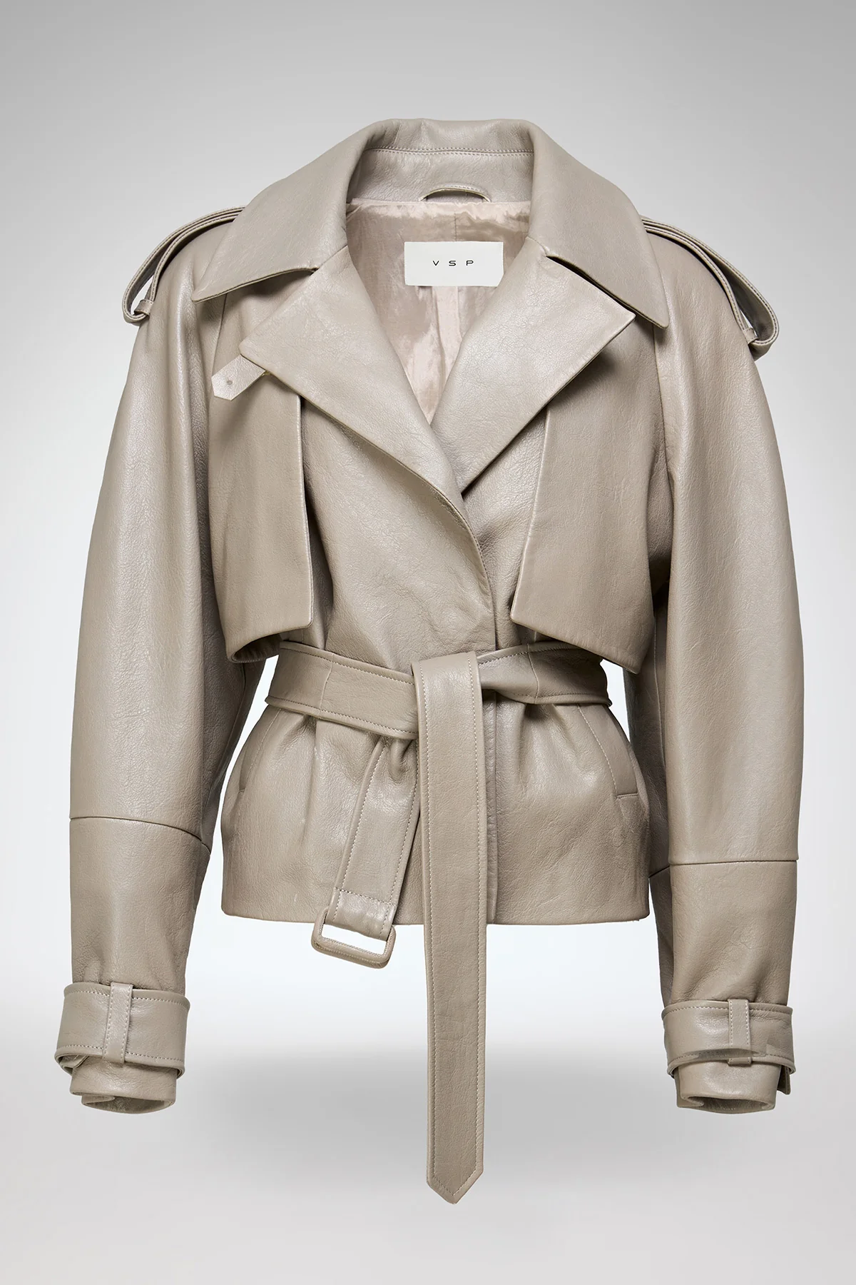 Serena - Beige Leather Jacket - Image 4