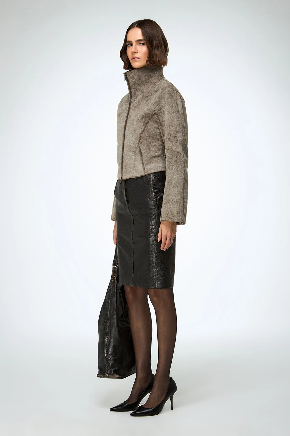 Serra - Grey Leather Jacket - Image 3