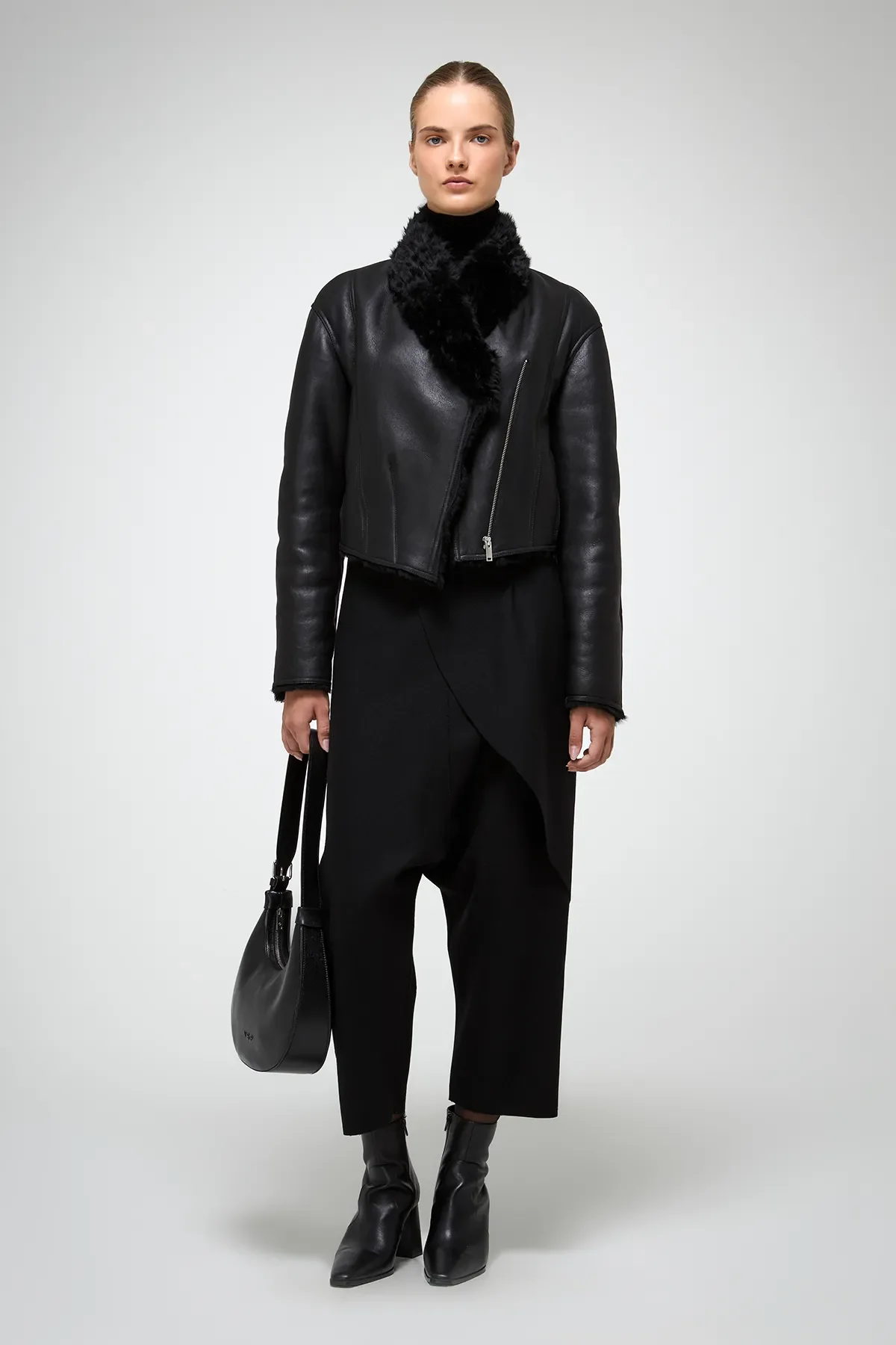 Severina - Black Shearling Jacket - Image 3