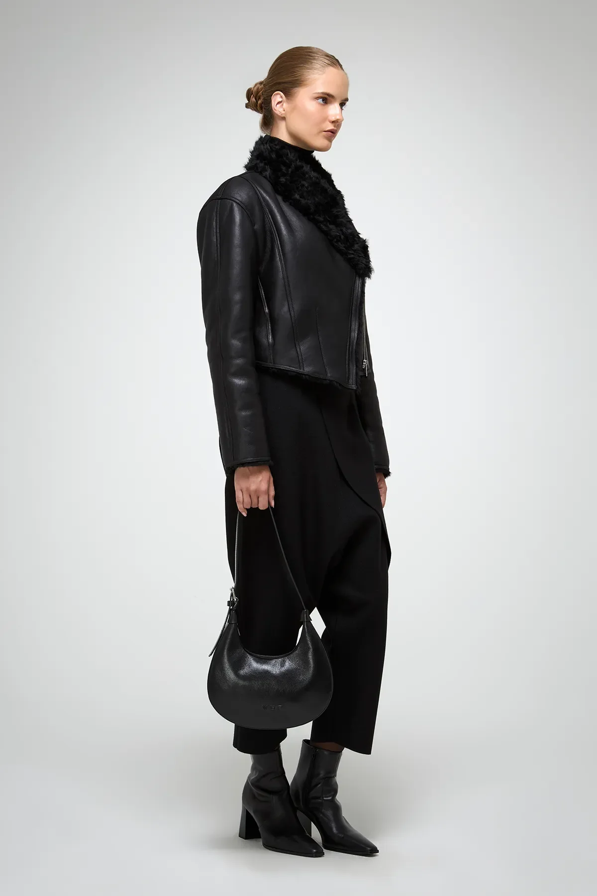 Severina - Black Shearling Jacket - Image 4