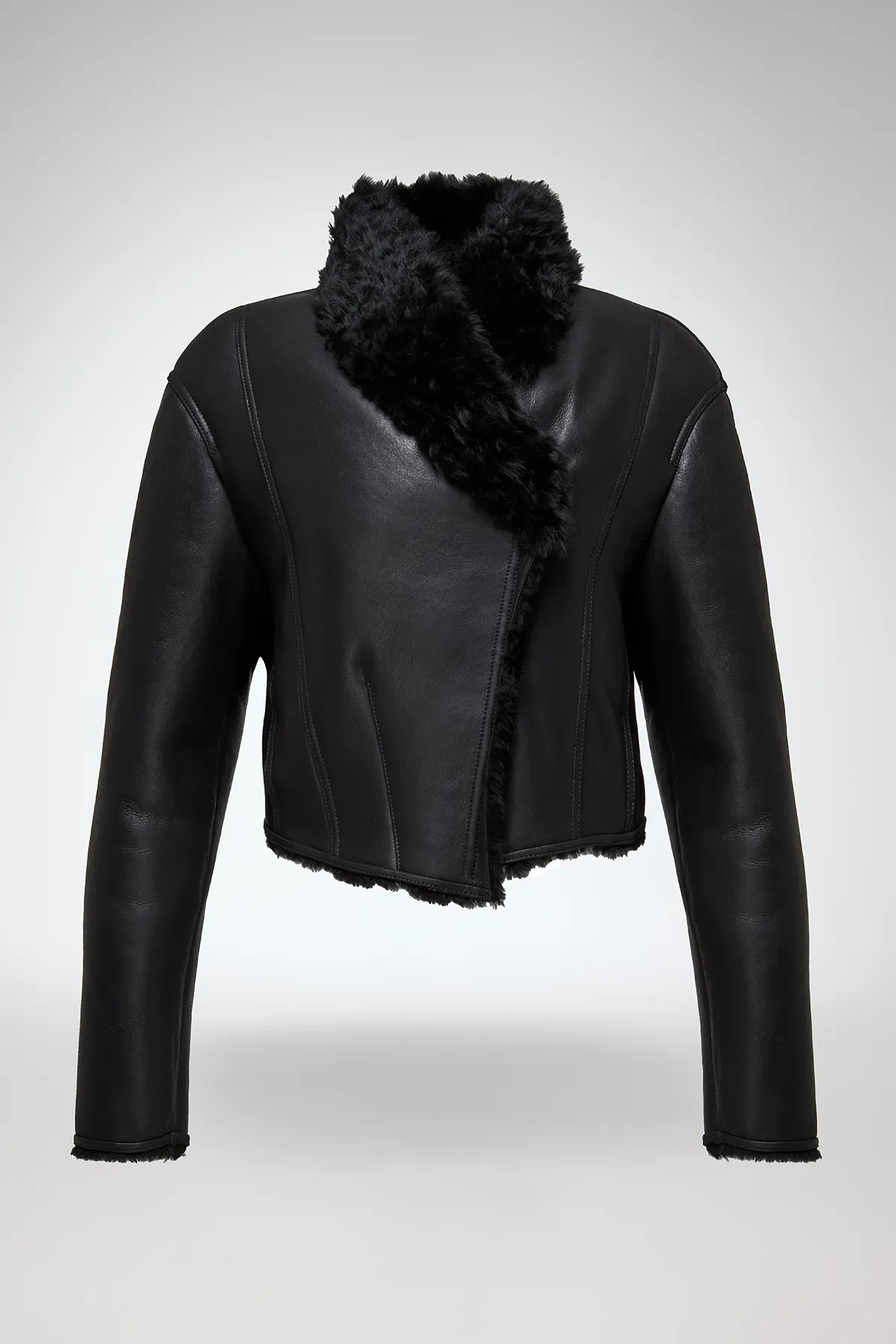 Severina - Black Shearling Jacket - Image 5